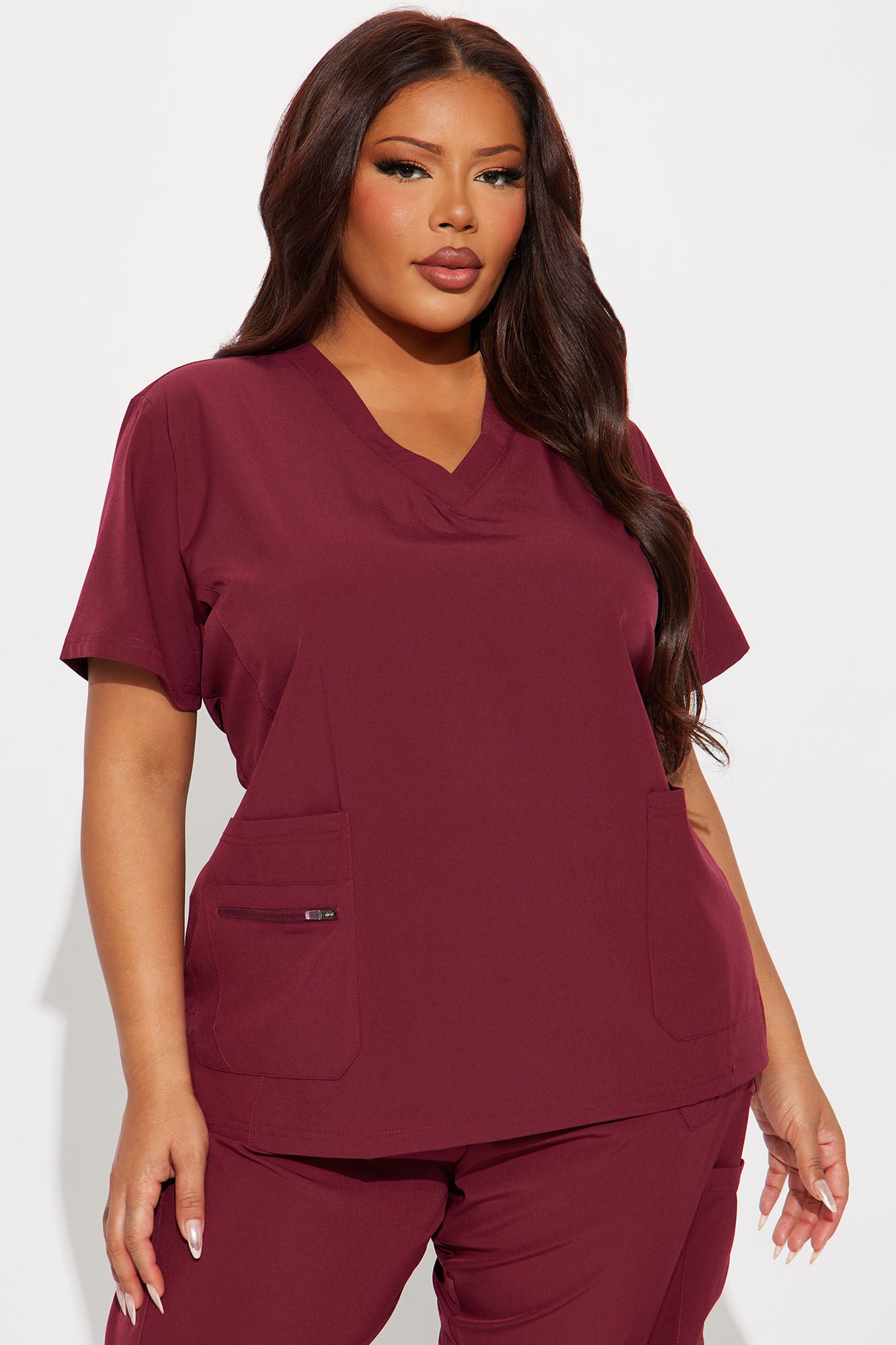 Essential 4 Way Stretch Scrub Uniform Jogger Set - Wine - Image 5
