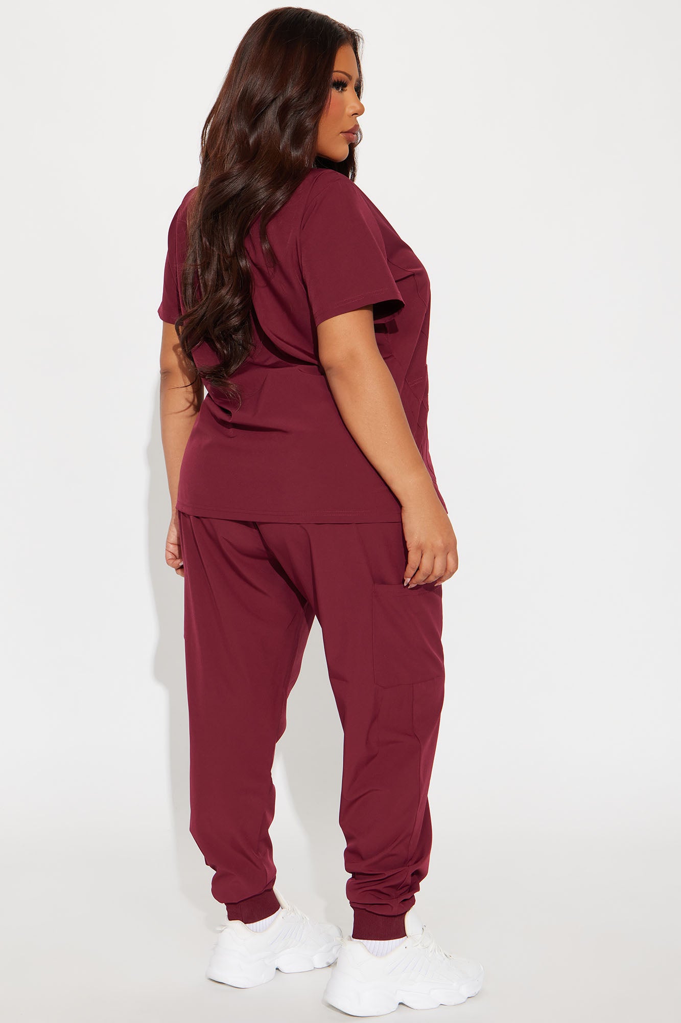 Essential 4 Way Stretch Scrub Uniform Jogger Set - Wine - Image 6