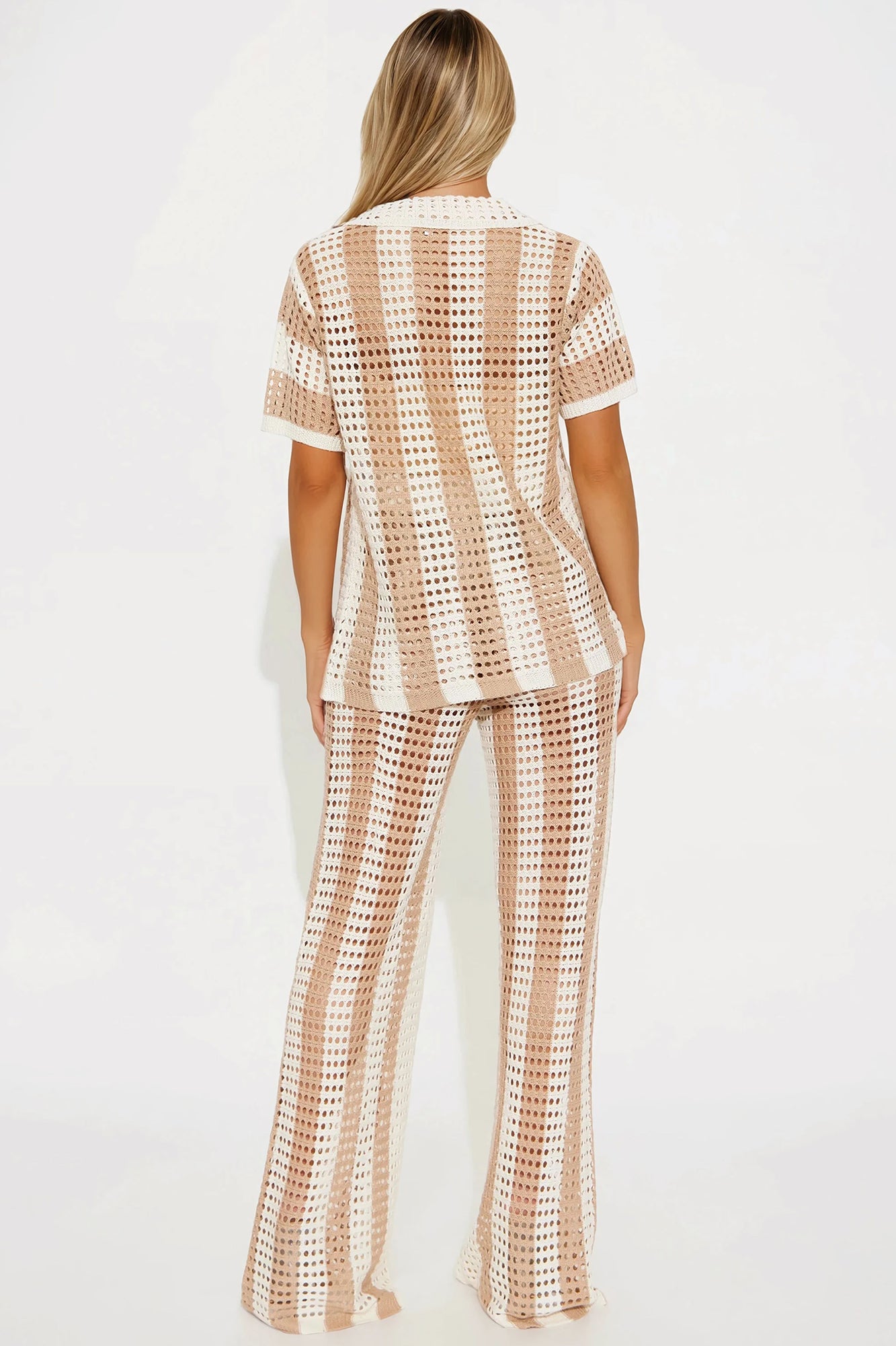 Hayden Crochet Pant Set - Taupe/combo - Image 3