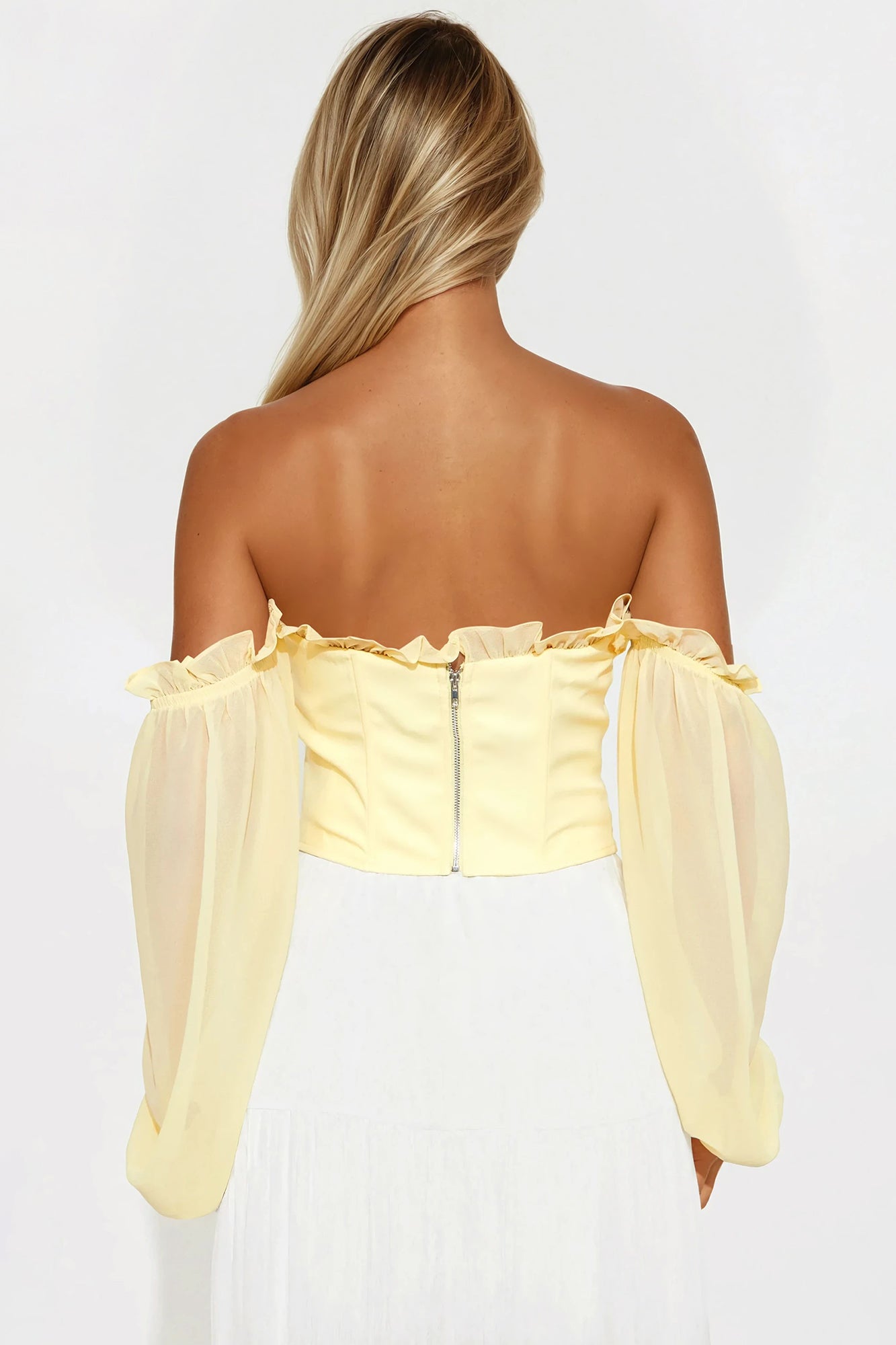 Have It All Off Shoulder Corset Top - Yellow - Image 3