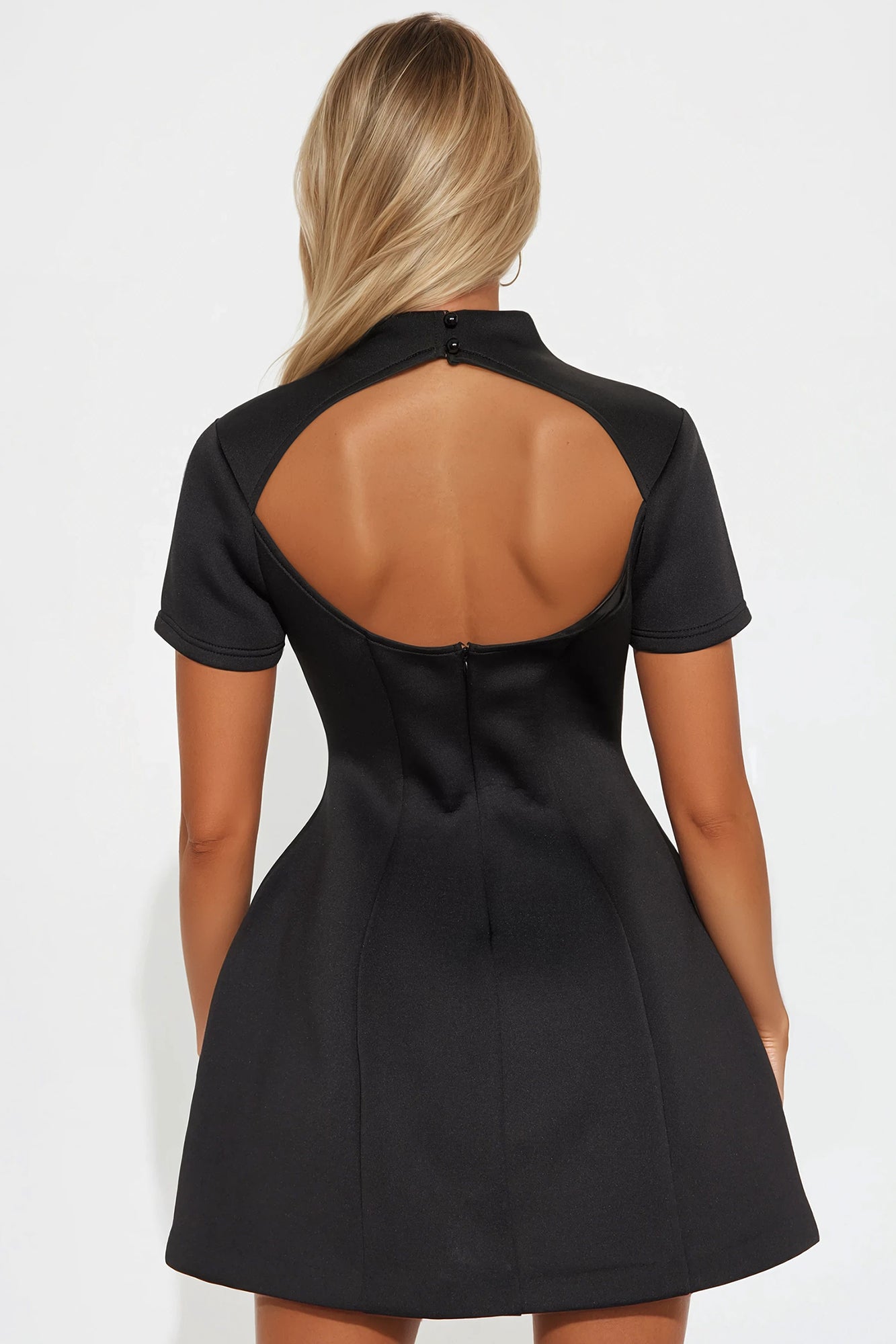Major Moves Short Sleeve Scuba Micro Mini Dress - Black - Image 3