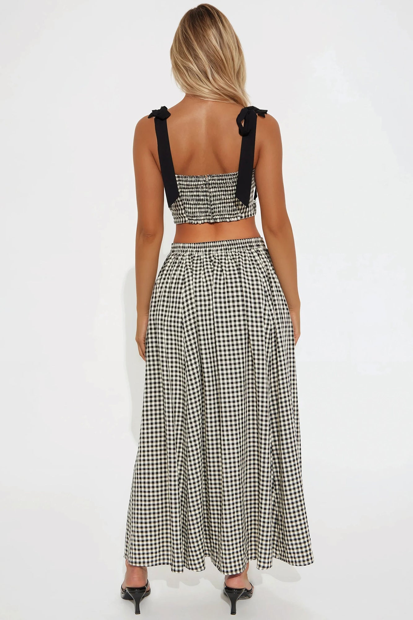 Sweetest Touch Gingham Maxi Skirt Set - Black/combo - Image 3