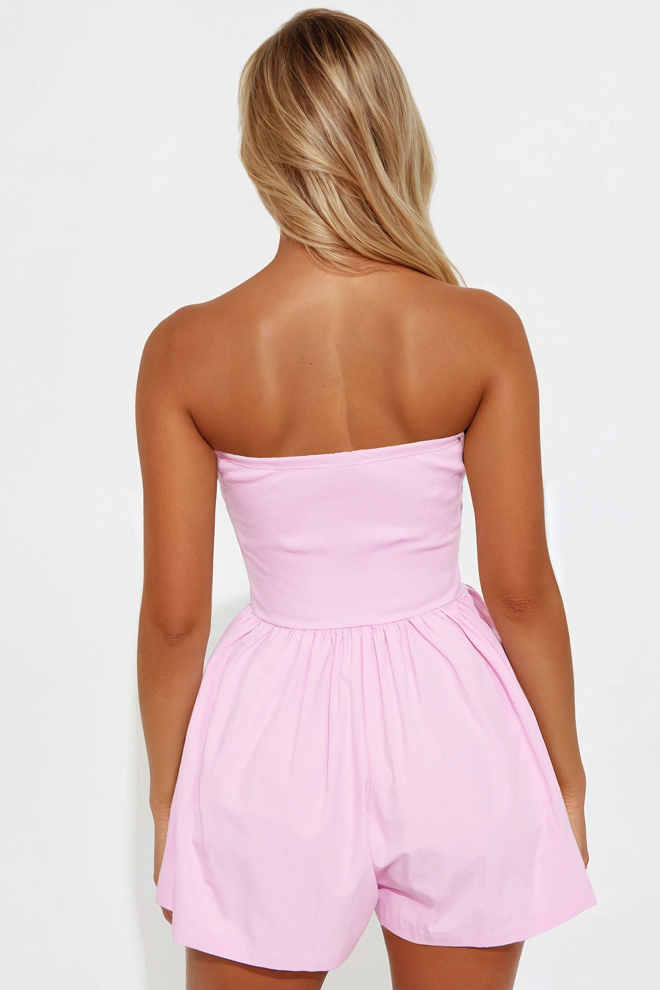 Pretty In My Strapless Romper - Light Pink - Image 3