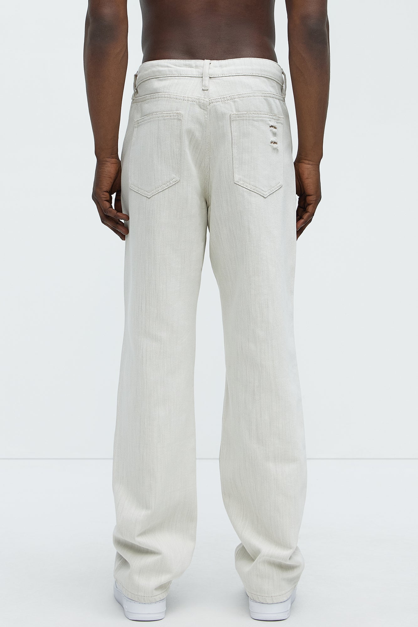 Hector Distressed Straight Jeans - Beige - Image 5