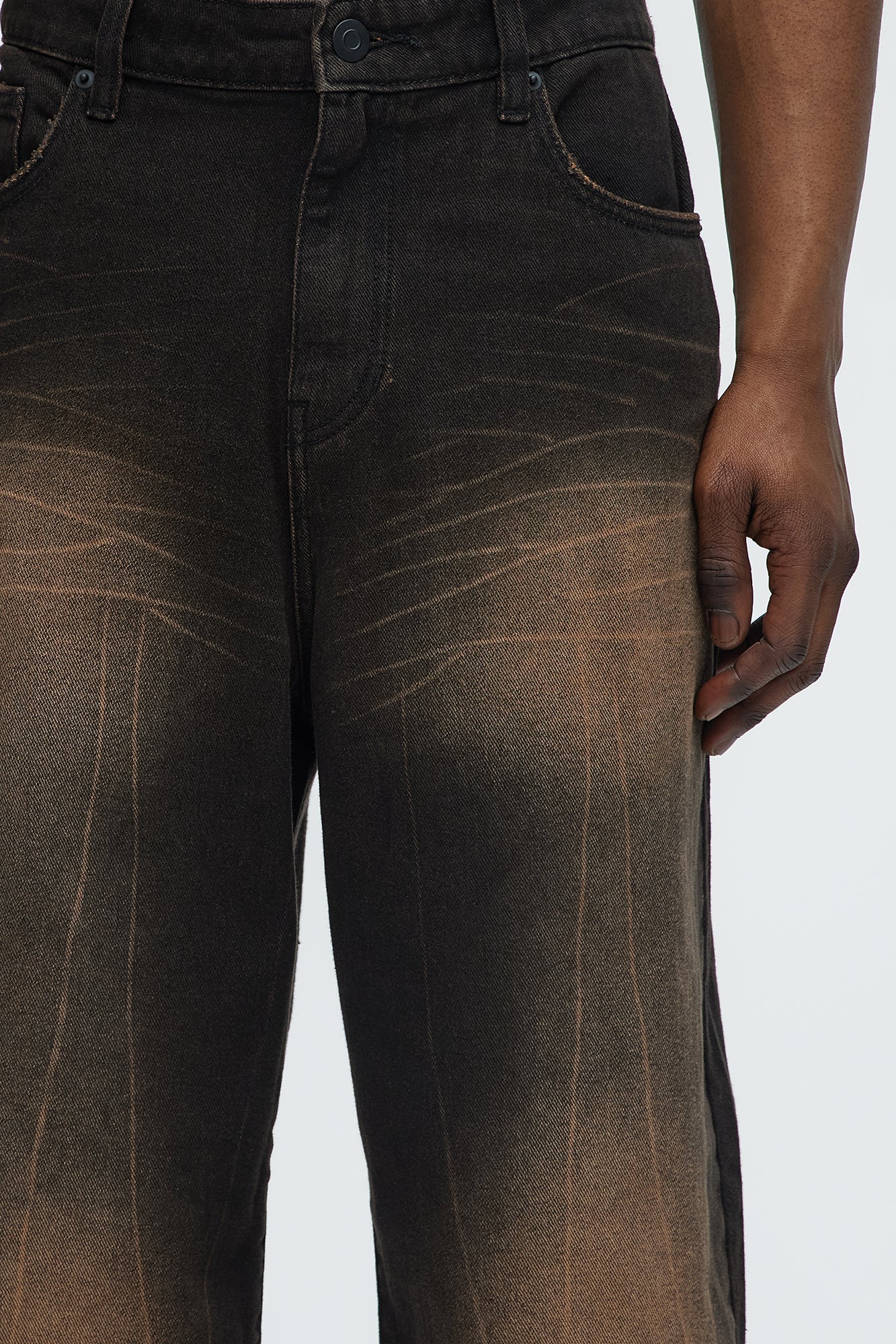Sun Bleached Baggy Jeans - Dark Brown - Image 4