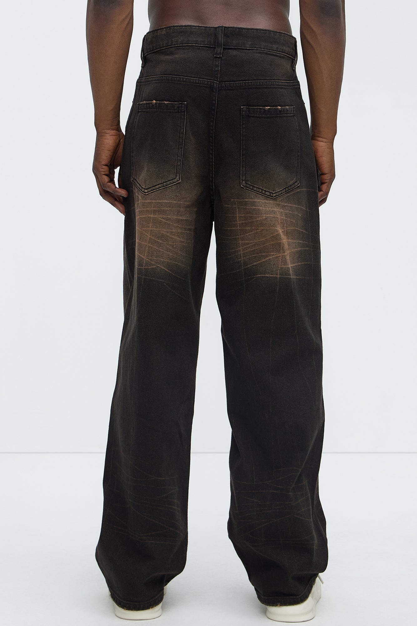 Sun Bleached Baggy Jeans - Dark Brown - Image 5