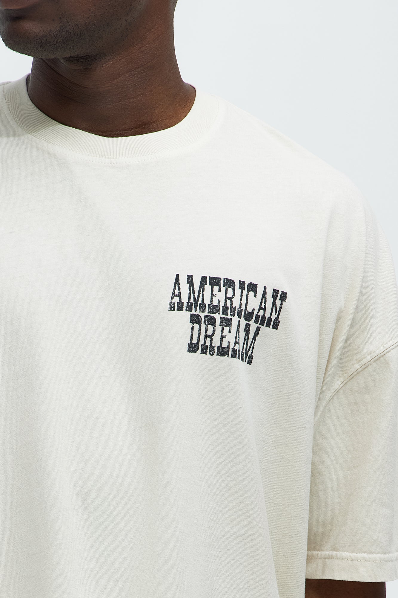 American Dream Oversized Short Sleeve Tee - Cream - Image 4