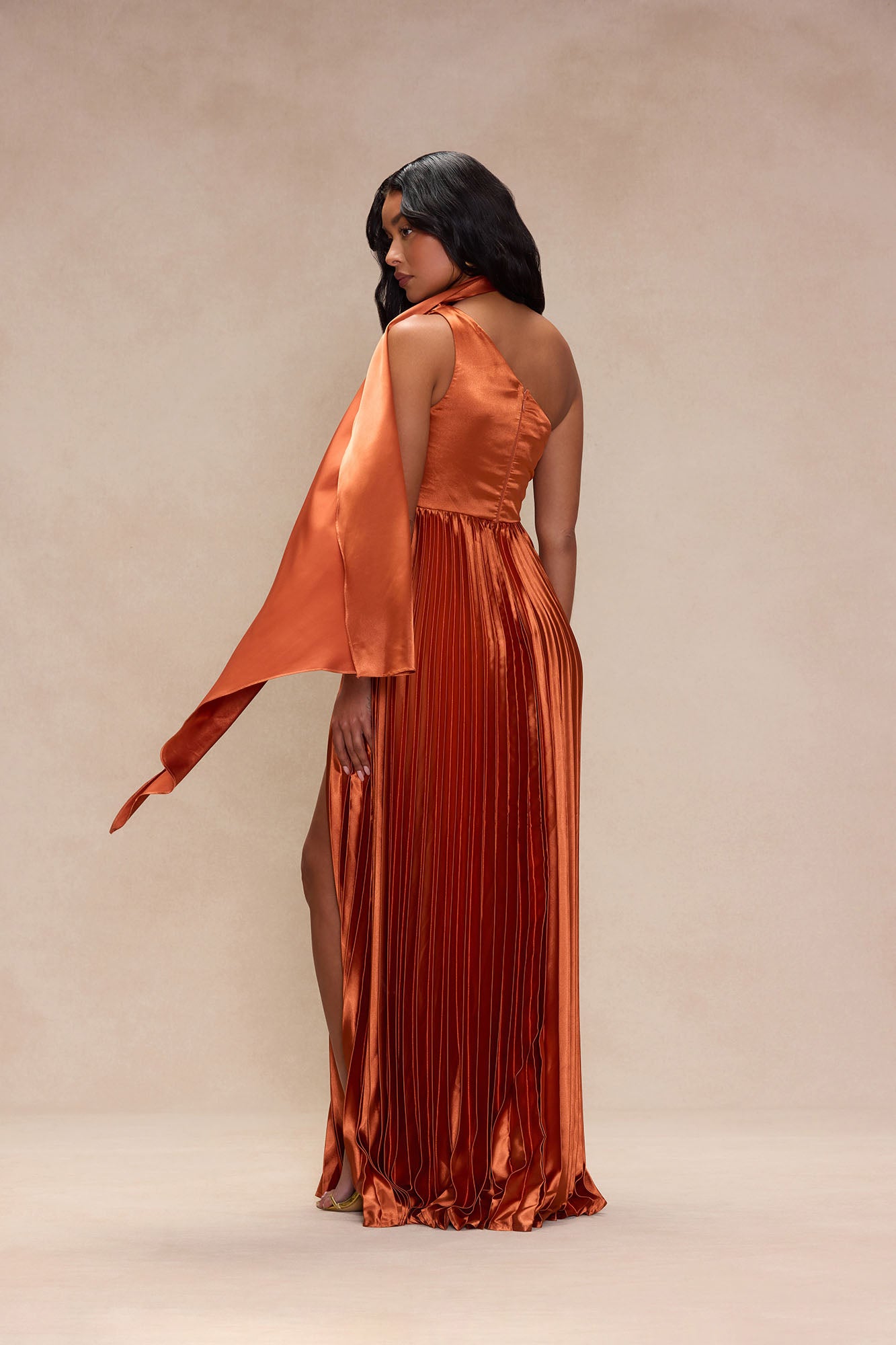 Unforgettable Night Satin Gown - Cognac - Image 4