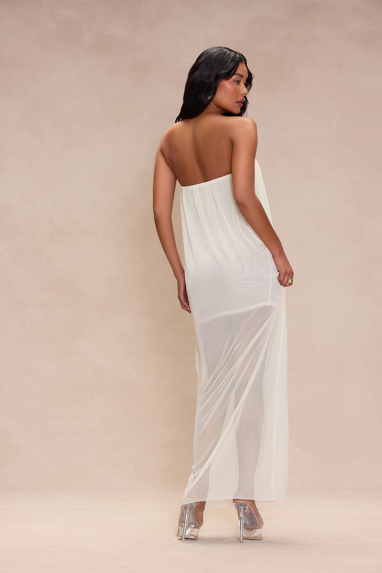 Take Notes Mesh Maxi Dress - Ivory - Image 4