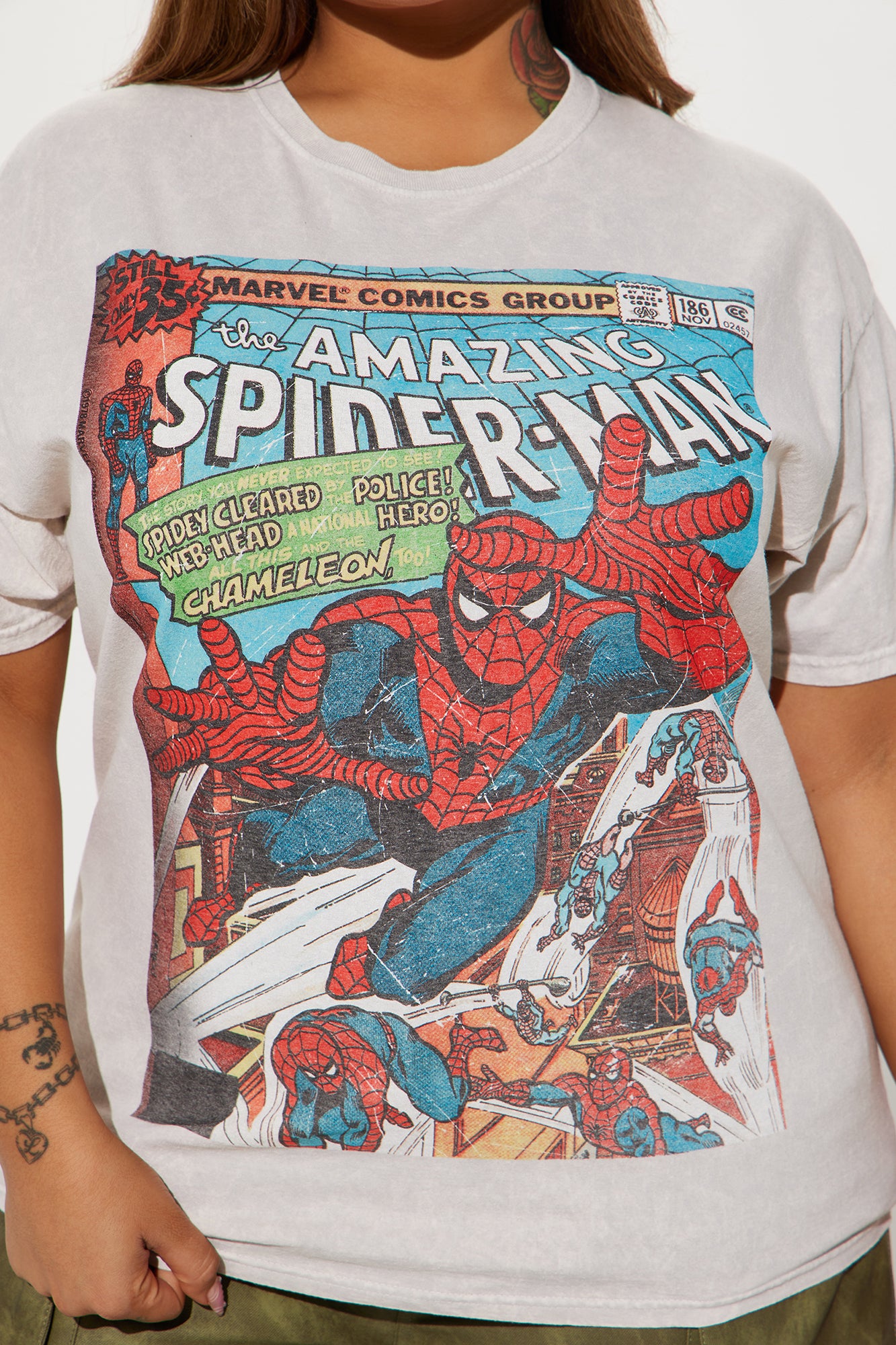 Amazing Spiderman Comic Washed Tee - White/combo - Image 6
