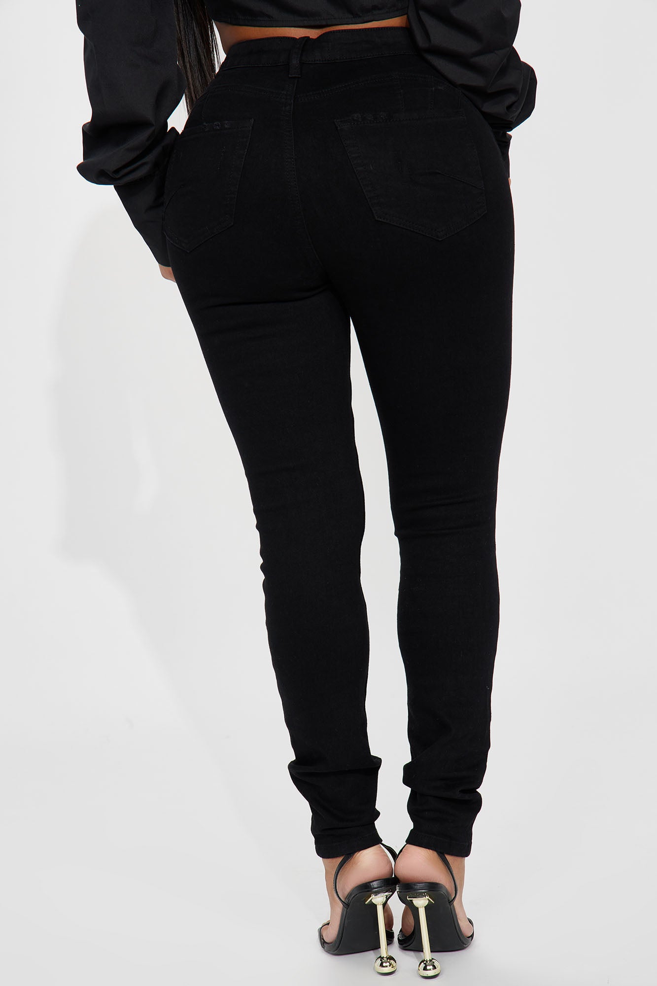Miami Booty Lifting Ripped High Rise Stretch Skinny Jeans - Black - Image 3