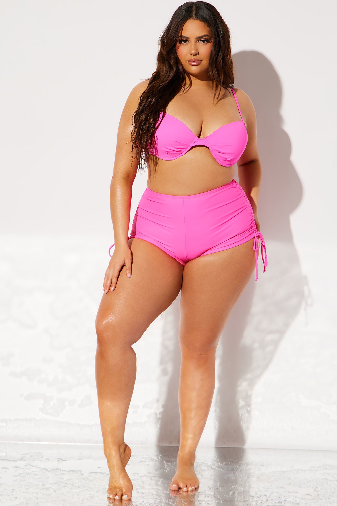 Maui Mix And Match Ruched Side Short Bikini Bottom - Hot Pink - Image 5
