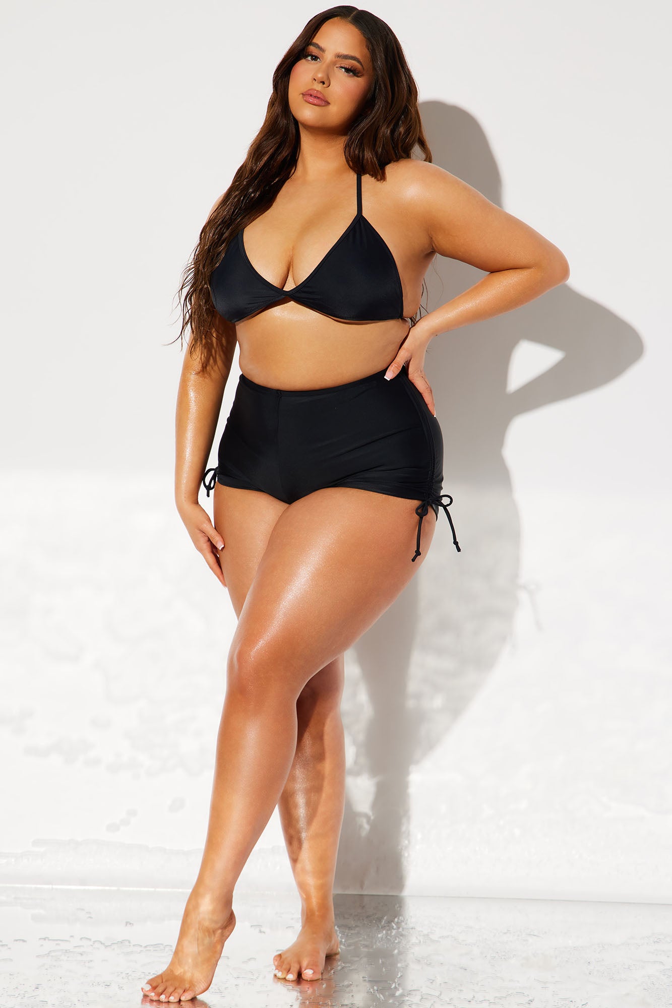 Maui Mix And Match Ruched Side Short Bikini Bottom - Black - Image 5