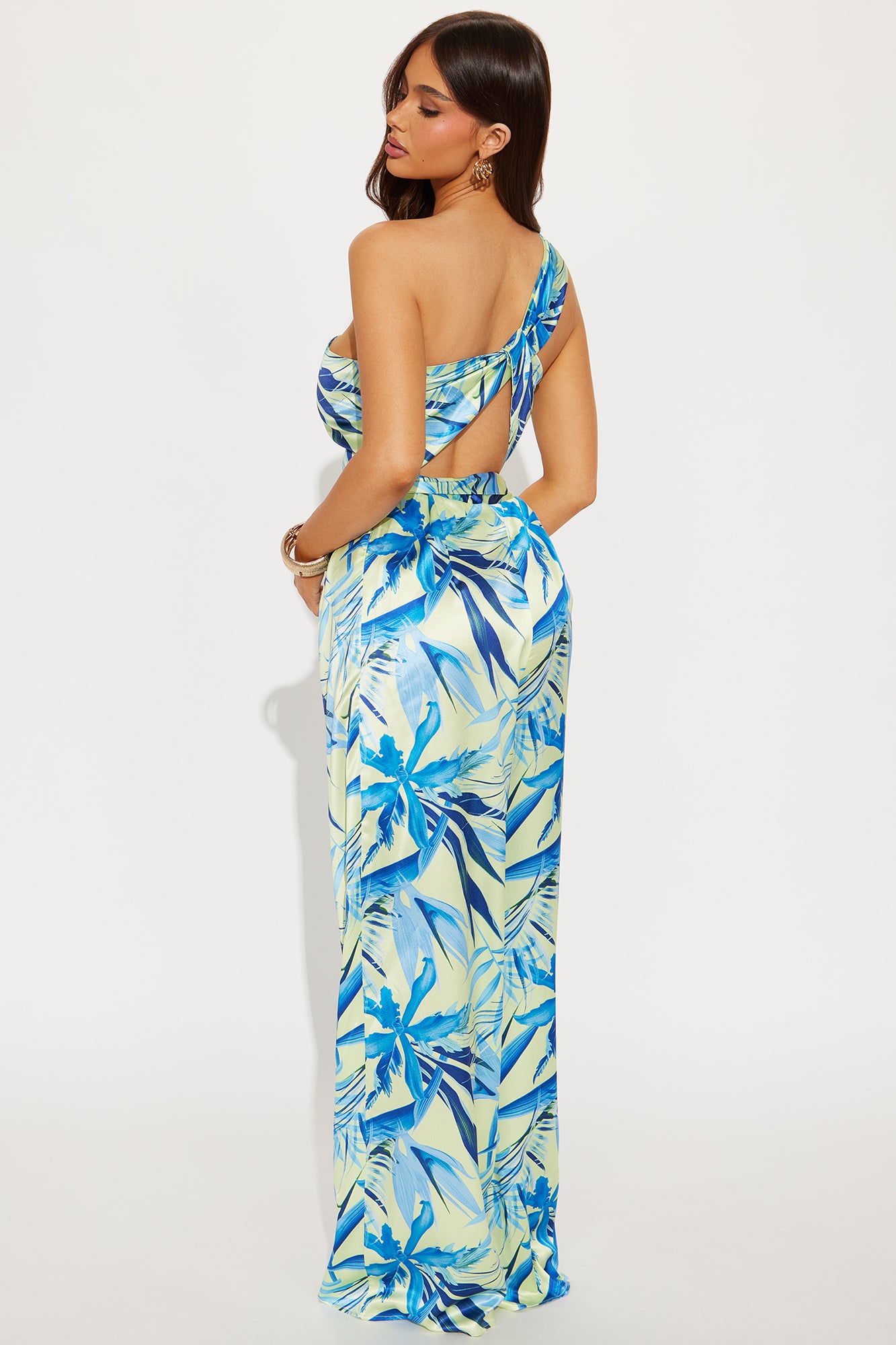 Flirting In Fiji Satin Jumpsuit - Blue/combo - Image 3