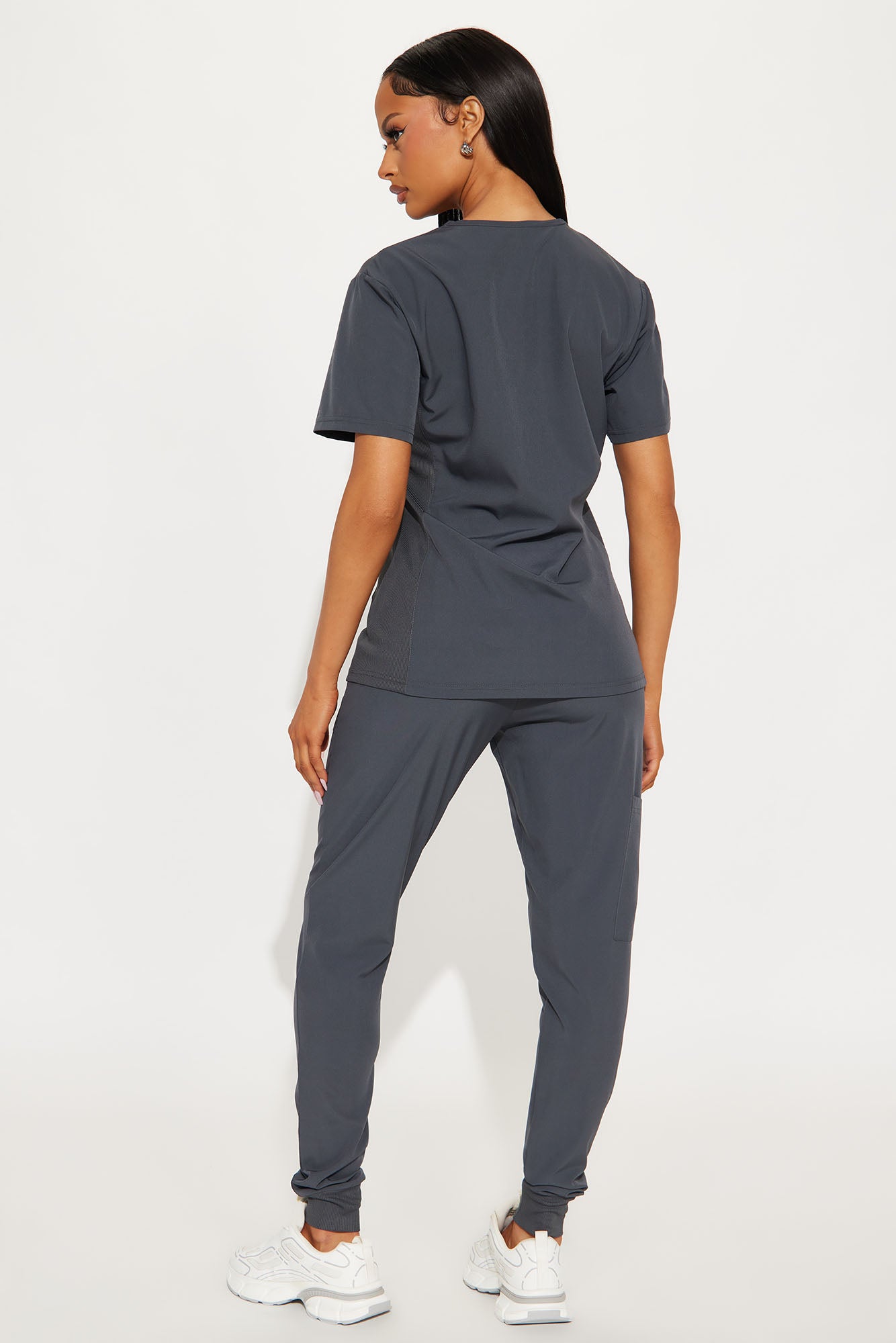 Overtime 4 Way Stretch Scrub Jogger Set - Charcoal - Image 3
