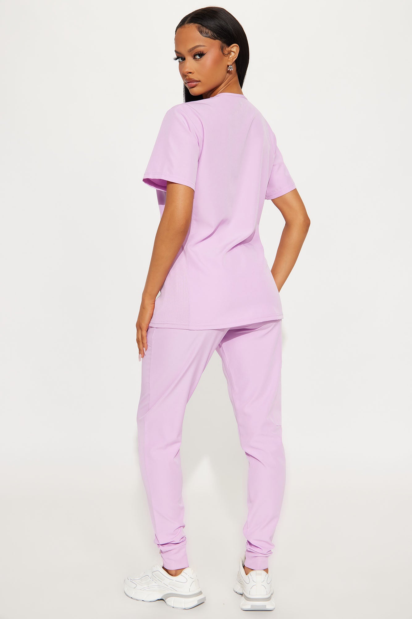 Overtime 4 Way Stretch Scrub Jogger Set - Lilac - Image 3