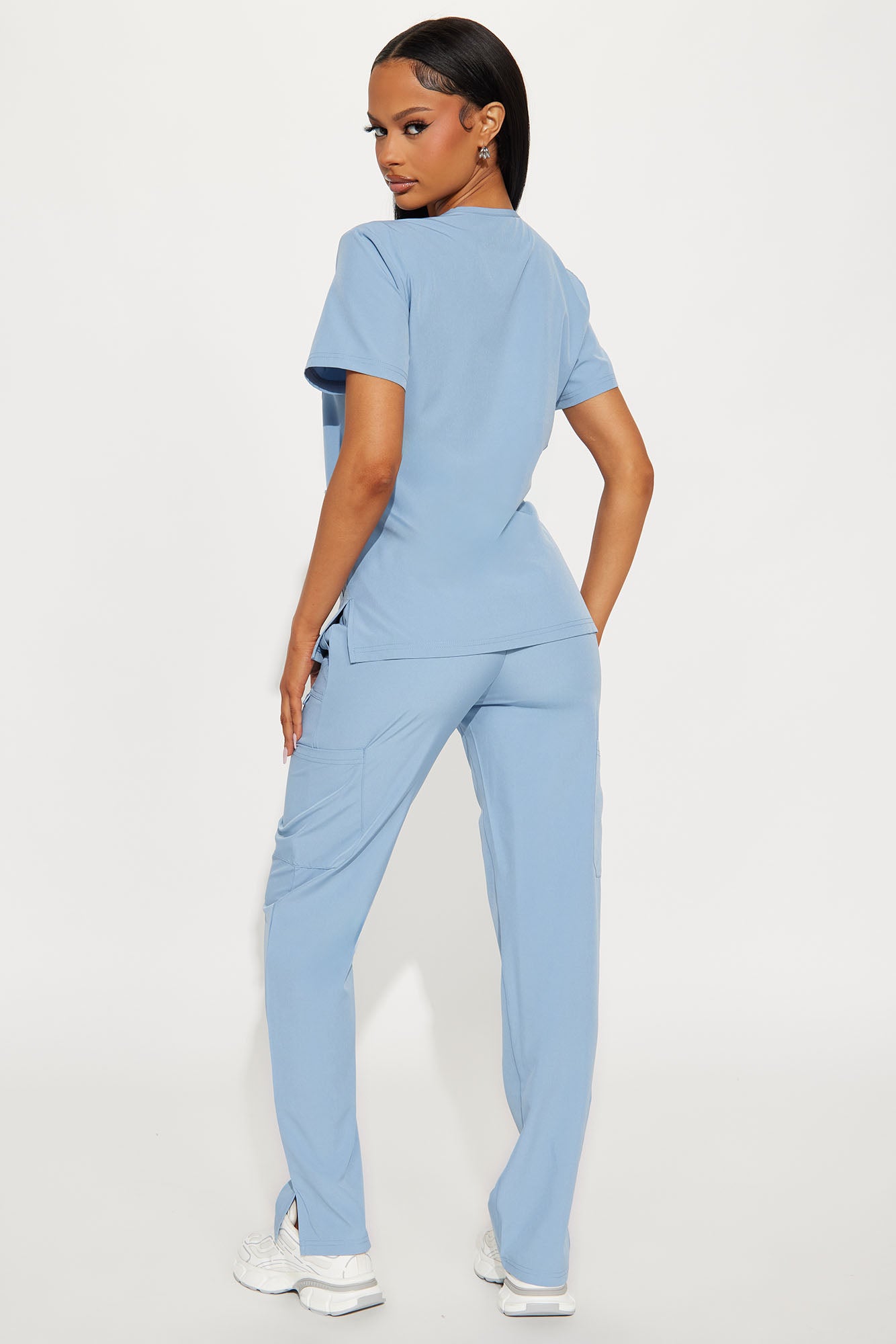 Essential 4 Way Stretch Scrub Uniform Set - Slate Blue - Image 3