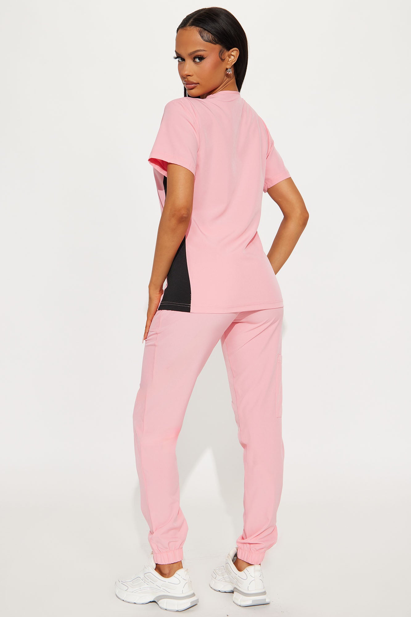 Get Better 4 Way Stretch Scrub Uniform Jogger Set - Peach - Image 3