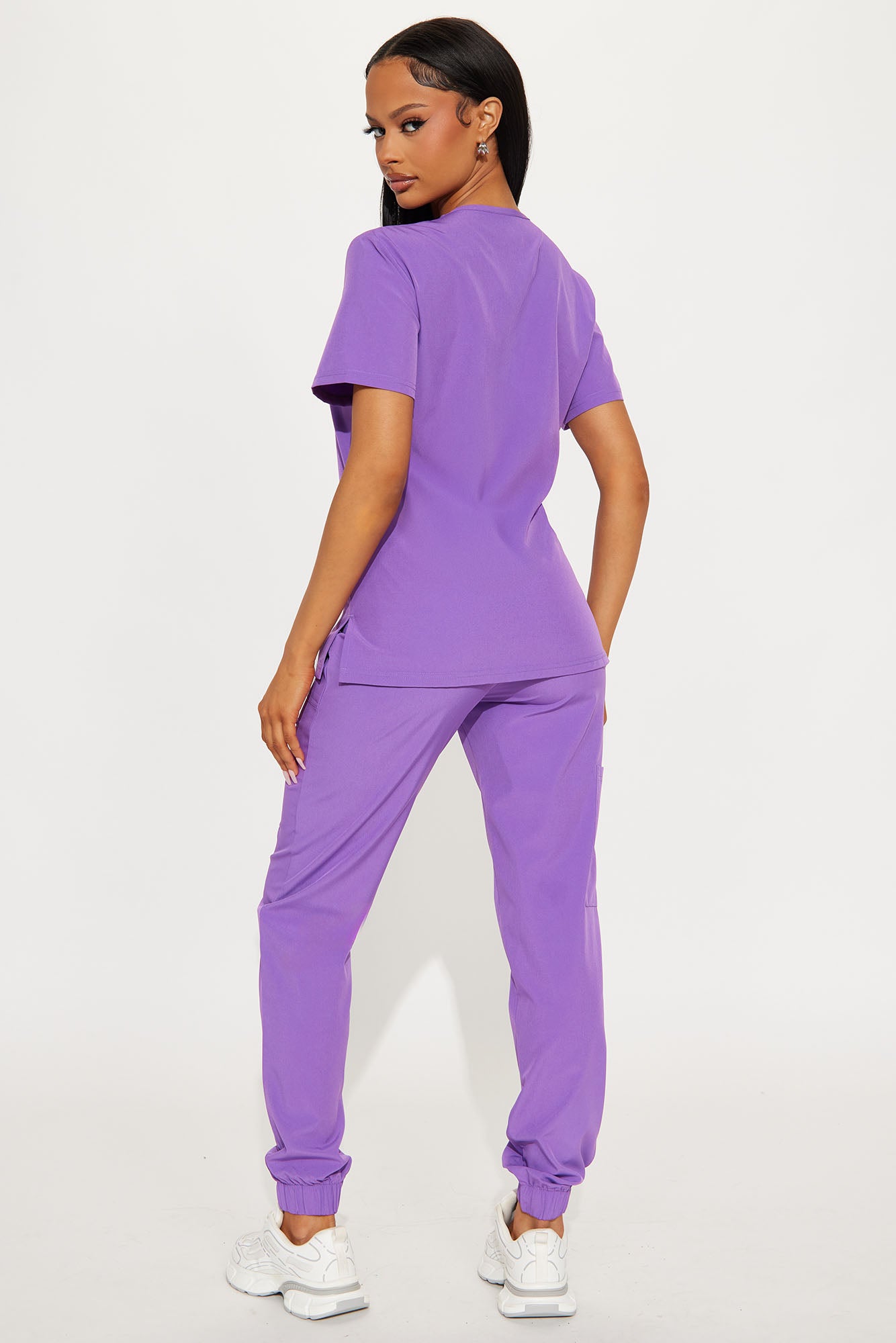 Night Shift 4 Way Stretch Cargo Scrub Set - Purple - Image 3