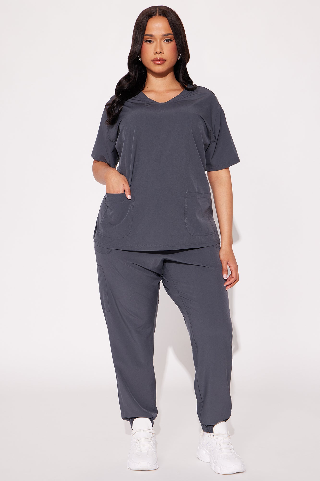 Care For You 4 Way Stretch Scrub Uniform Jogger Set - Charcoal - Image 4