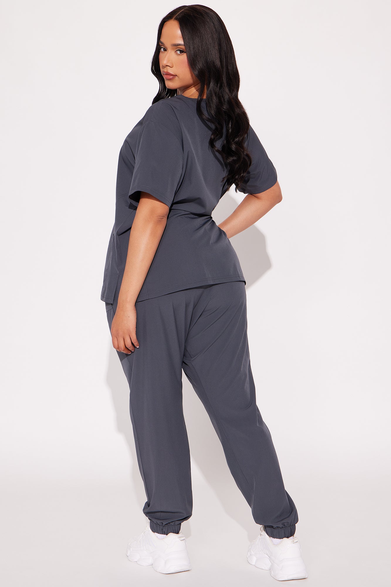 Care For You 4 Way Stretch Scrub Uniform Jogger Set - Charcoal - Image 6