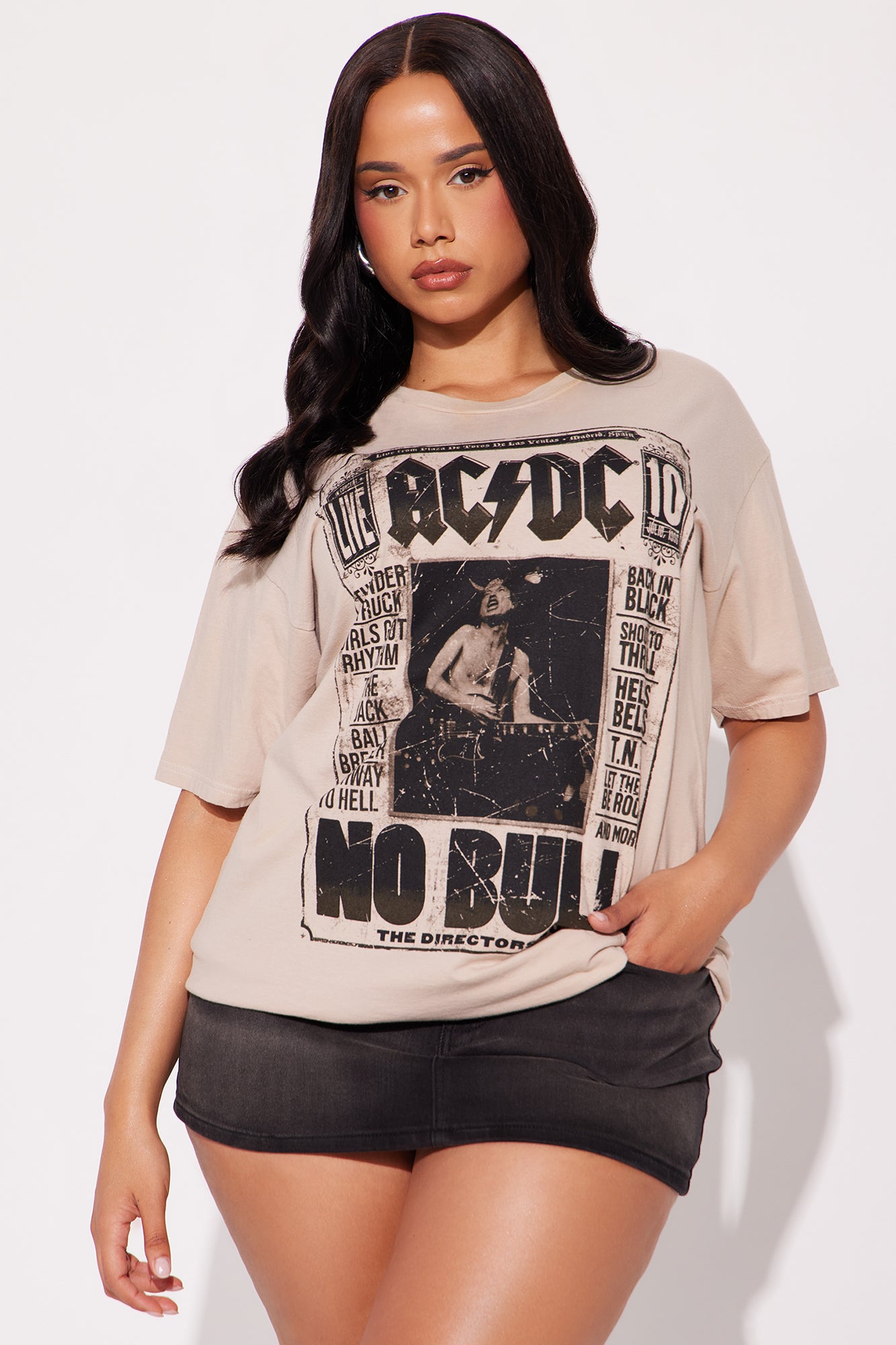 ACDC No Bull LIVE Washed Oversized Tee - Grey - Image 5