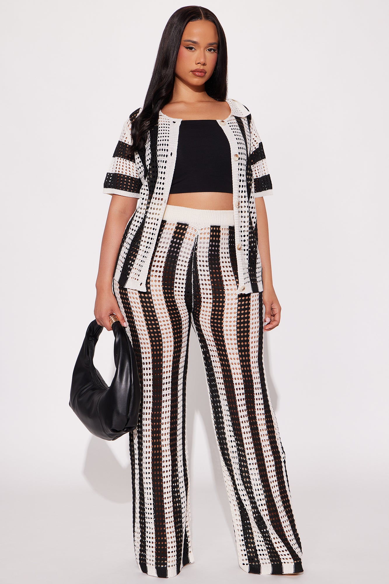 Hayden Crochet Pant Set - Black/combo - Image 4