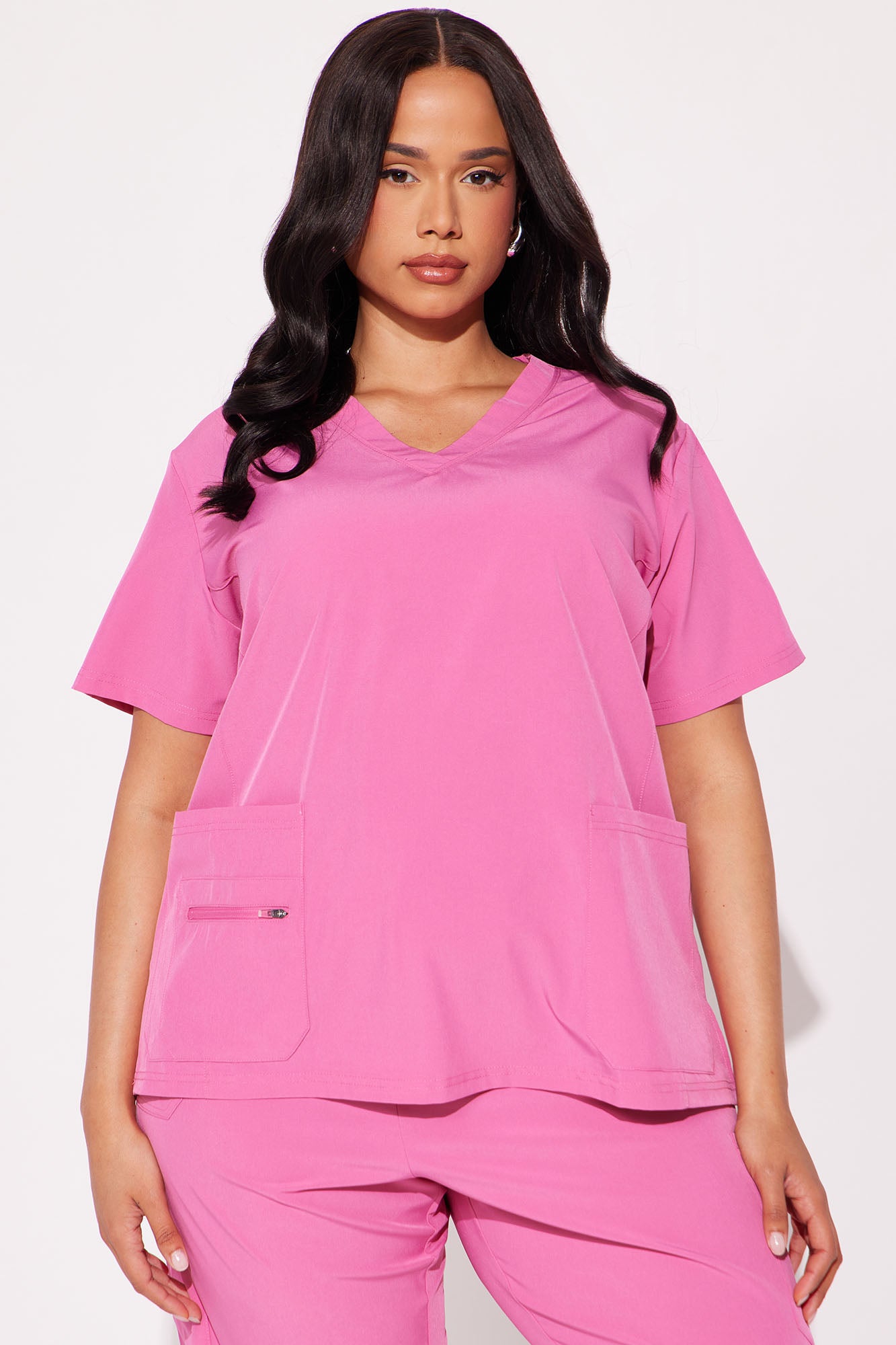 Essential 4 Way Stretch Scrub Uniform Set - Hot Pink - Image 5