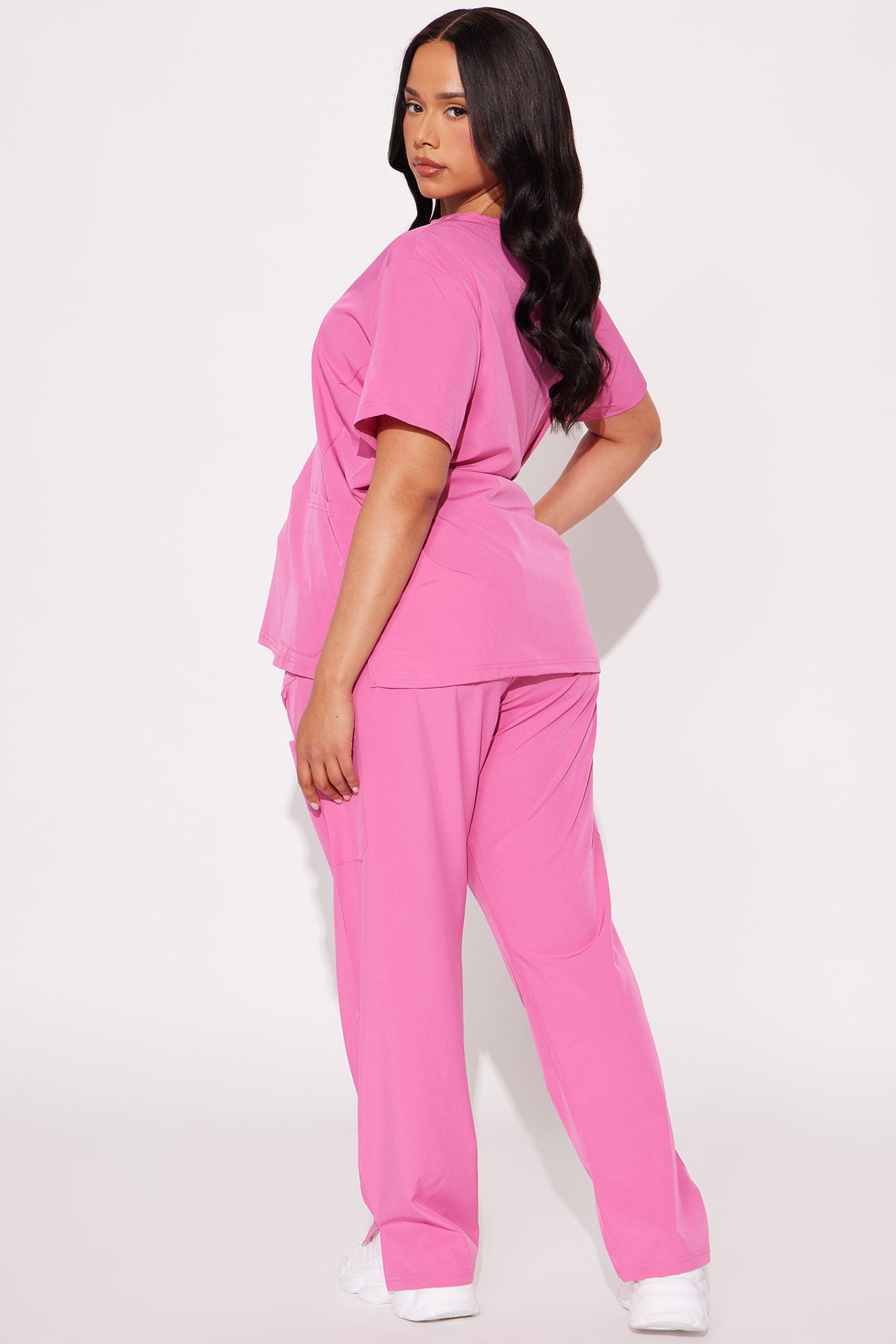 Essential 4 Way Stretch Scrub Uniform Set - Hot Pink - Image 6