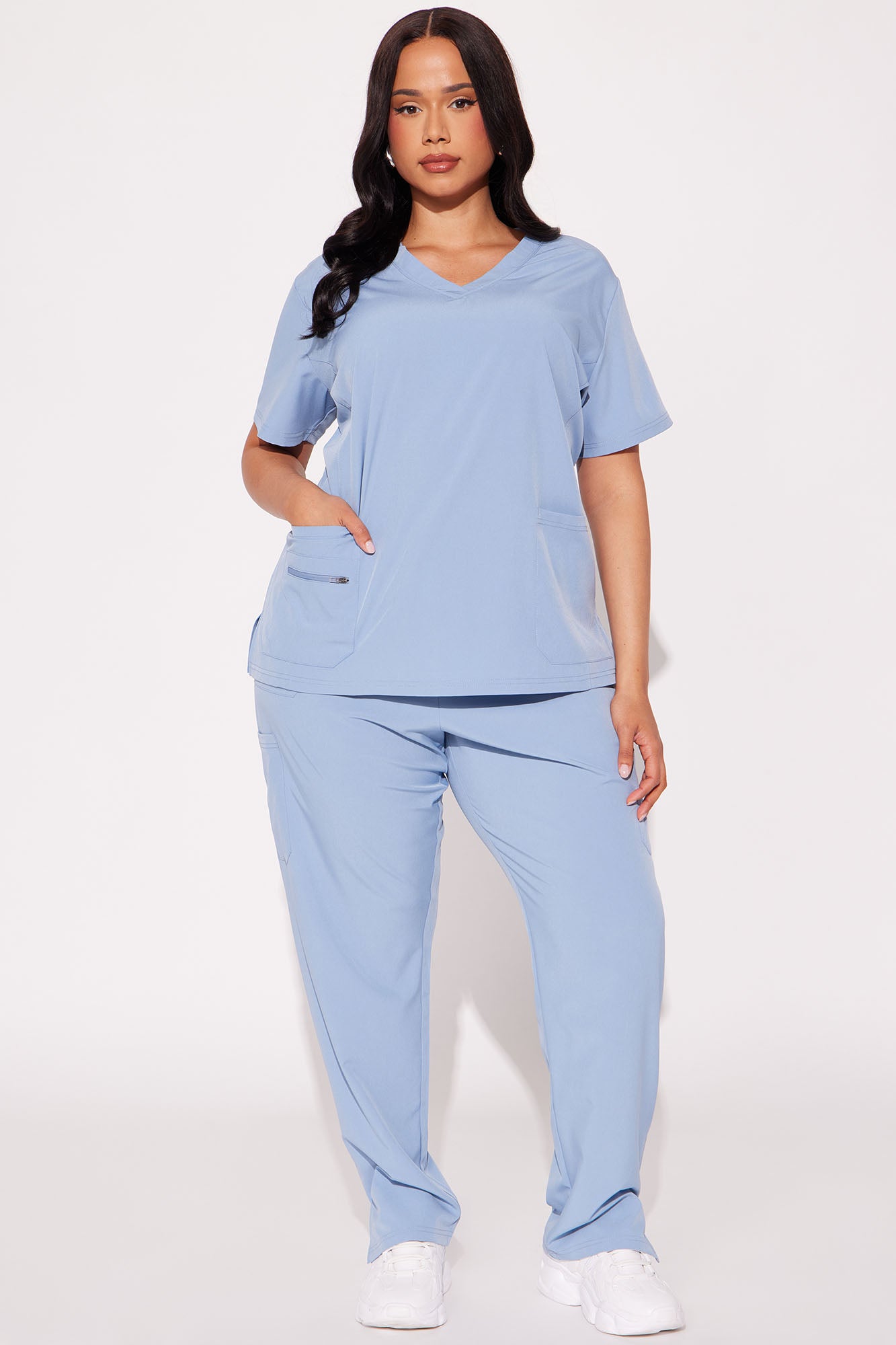 Essential 4 Way Stretch Scrub Uniform Set - Slate Blue - Image 4