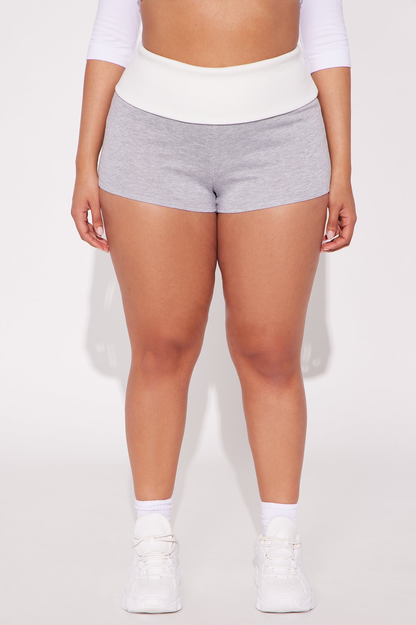 Pamela Fold Over Micro Biker Short - Grey/combo - Image 5