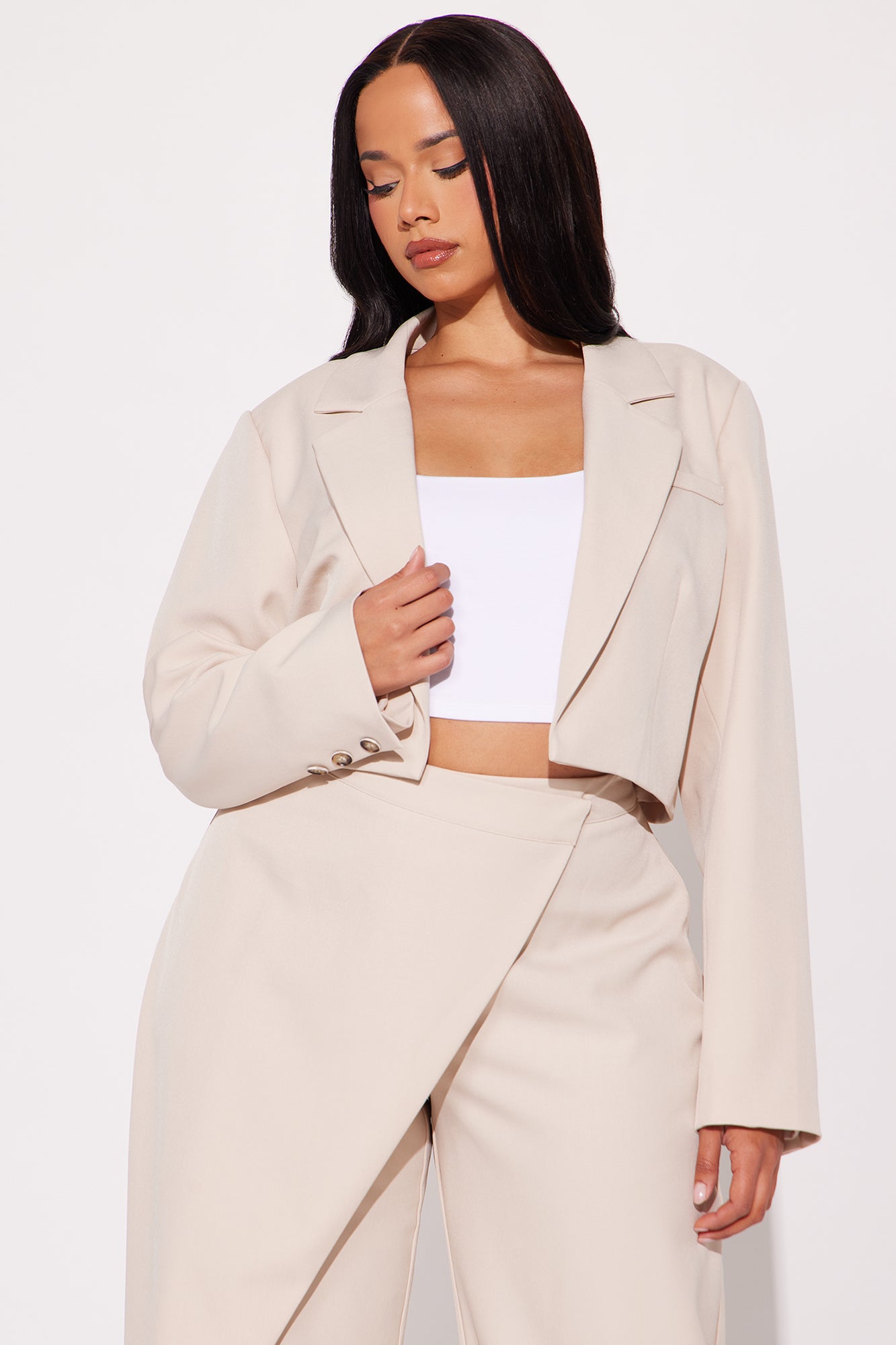 Booked And Busy Blazer Pant Set - Taupe - Image 5