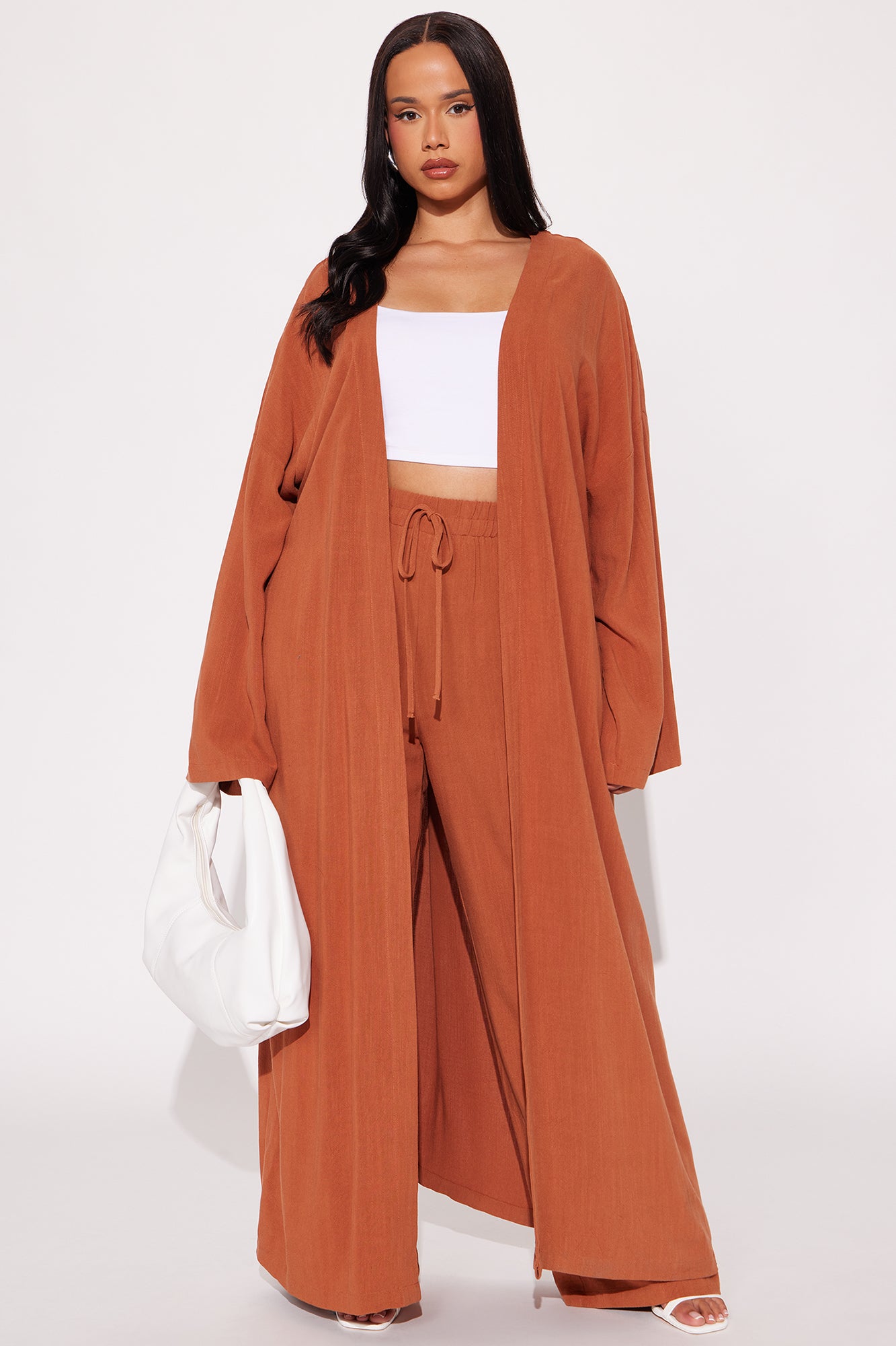 Vacay Vibe Linen Wide Leg Pant Set - Rust - Image 4
