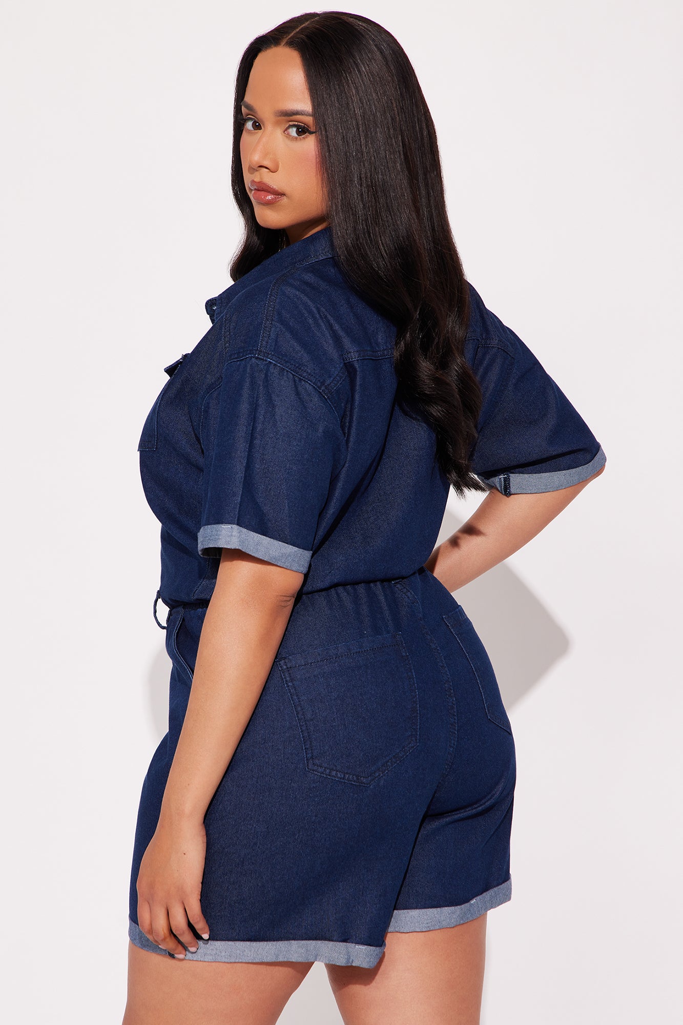 Georgia Denim Romper - Dark Wash - Image 6