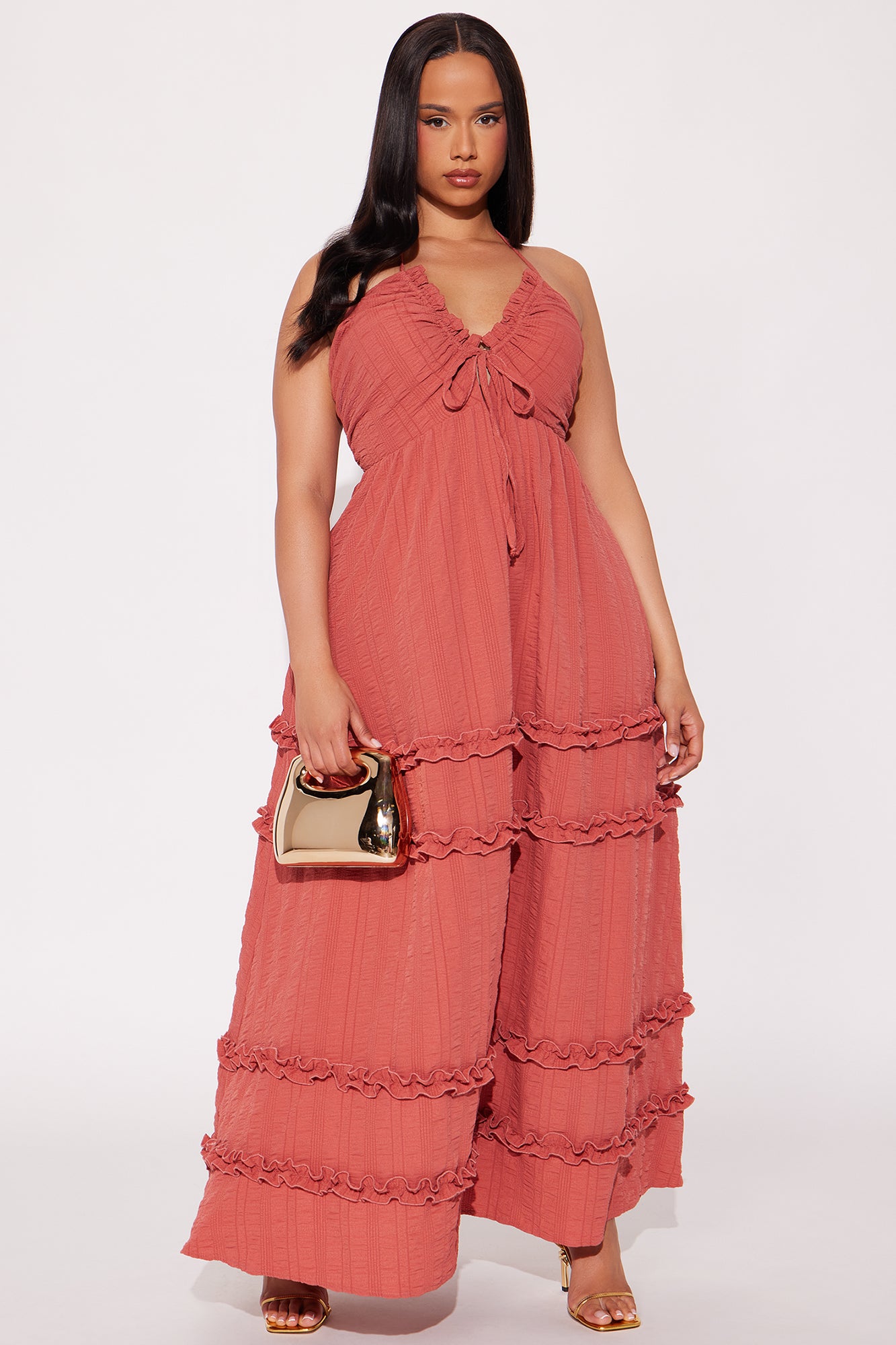 Alexandra Tie Back Maxi Dress - Marsala - Image 4