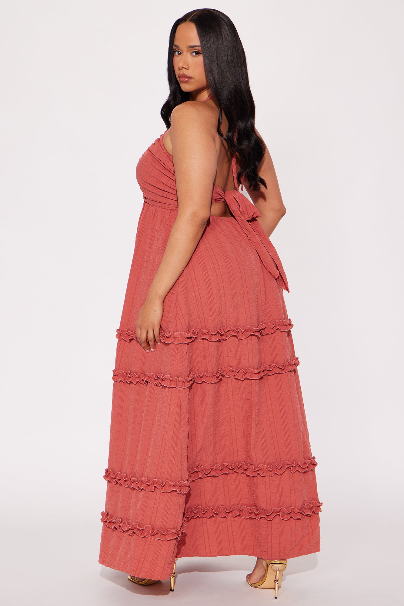 Alexandra Tie Back Maxi Dress - Marsala - Image 6