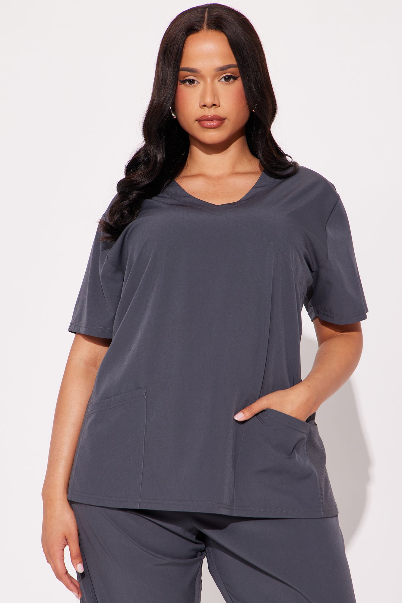 Overtime 4 Way Stretch Scrub Jogger Set - Charcoal - Image 5