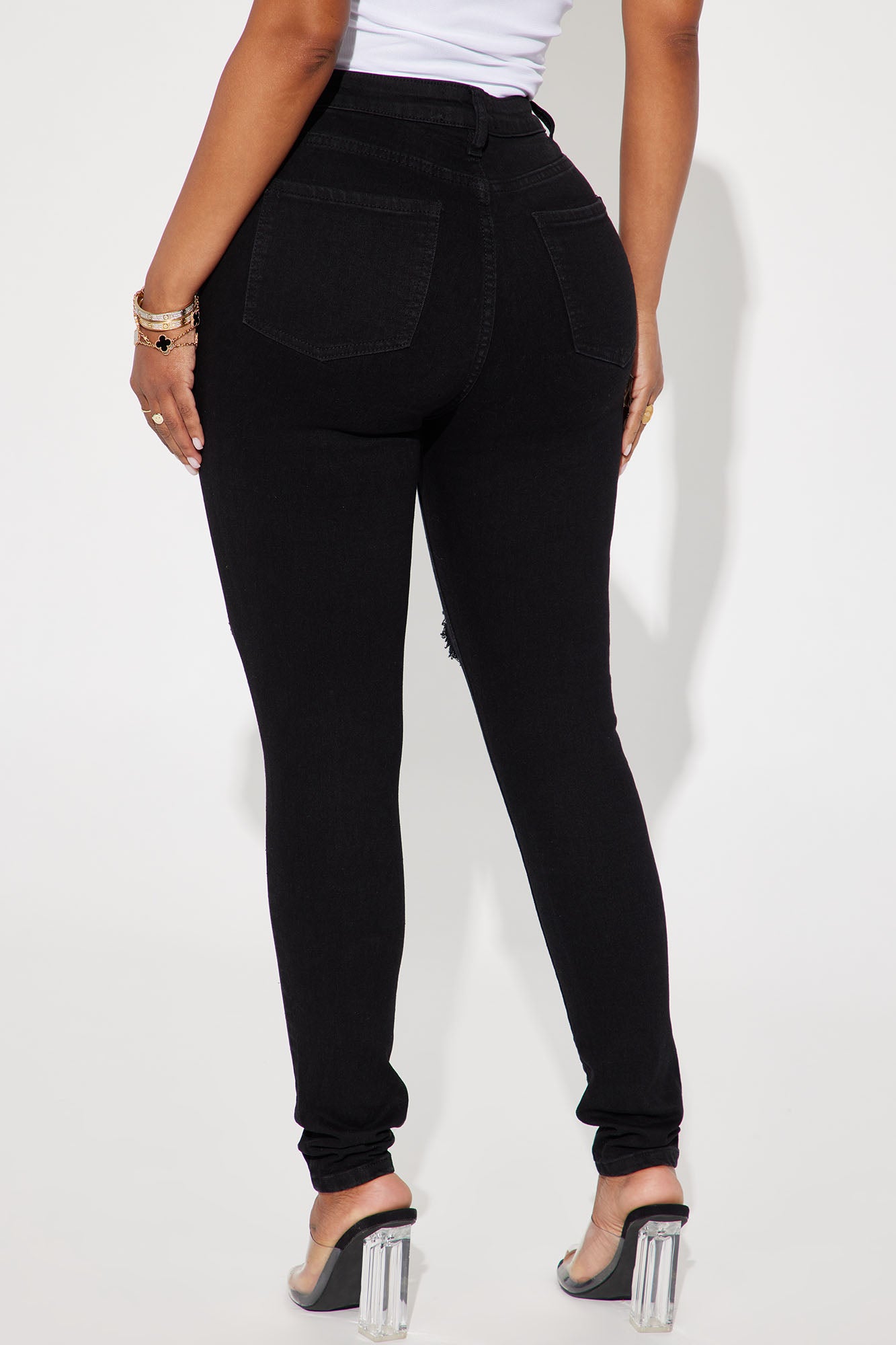 Decker Ripped High Rise Stretch Skinny Jeans - Black - Image 3