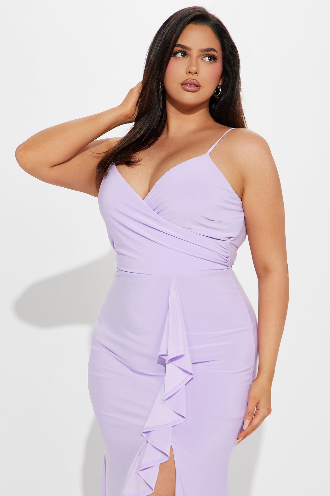 Hailey Ruffle Slit Gown - Lavender - Image 5