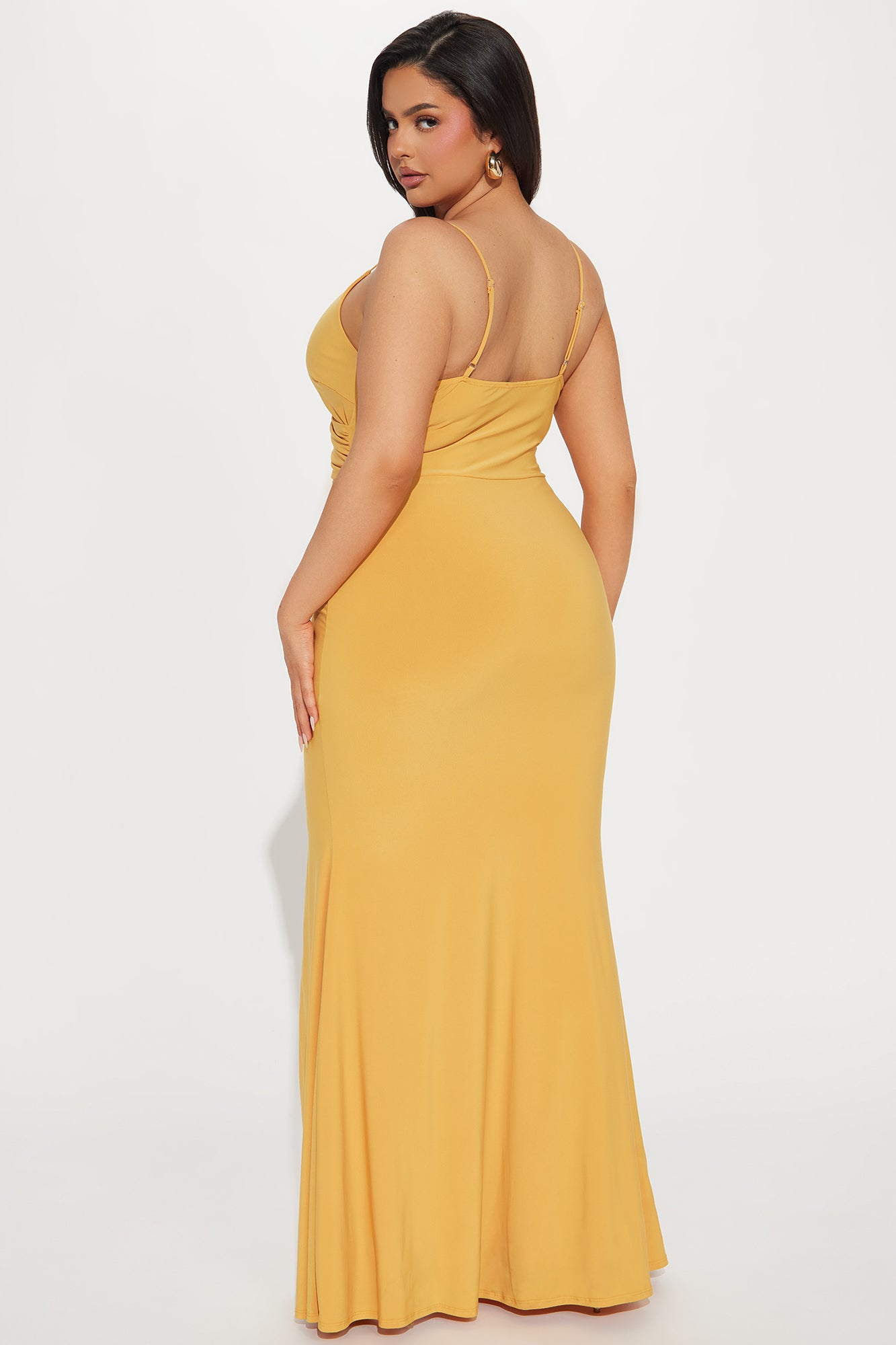 Hailey Ruffle Slit Gown - Mustard - Image 6