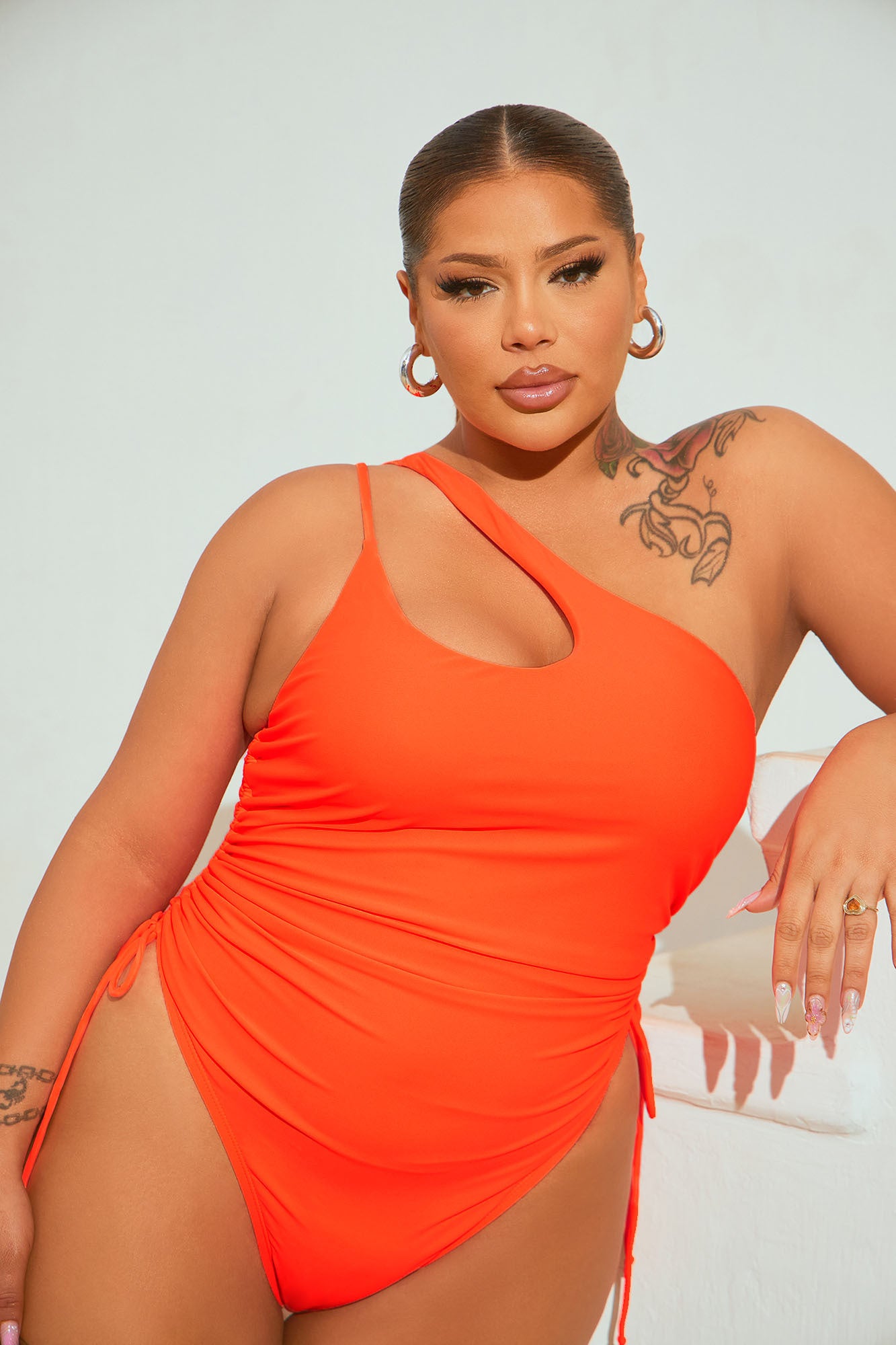 Mariah Ruched 1 Piece Swimsuit - Orange - Image 4