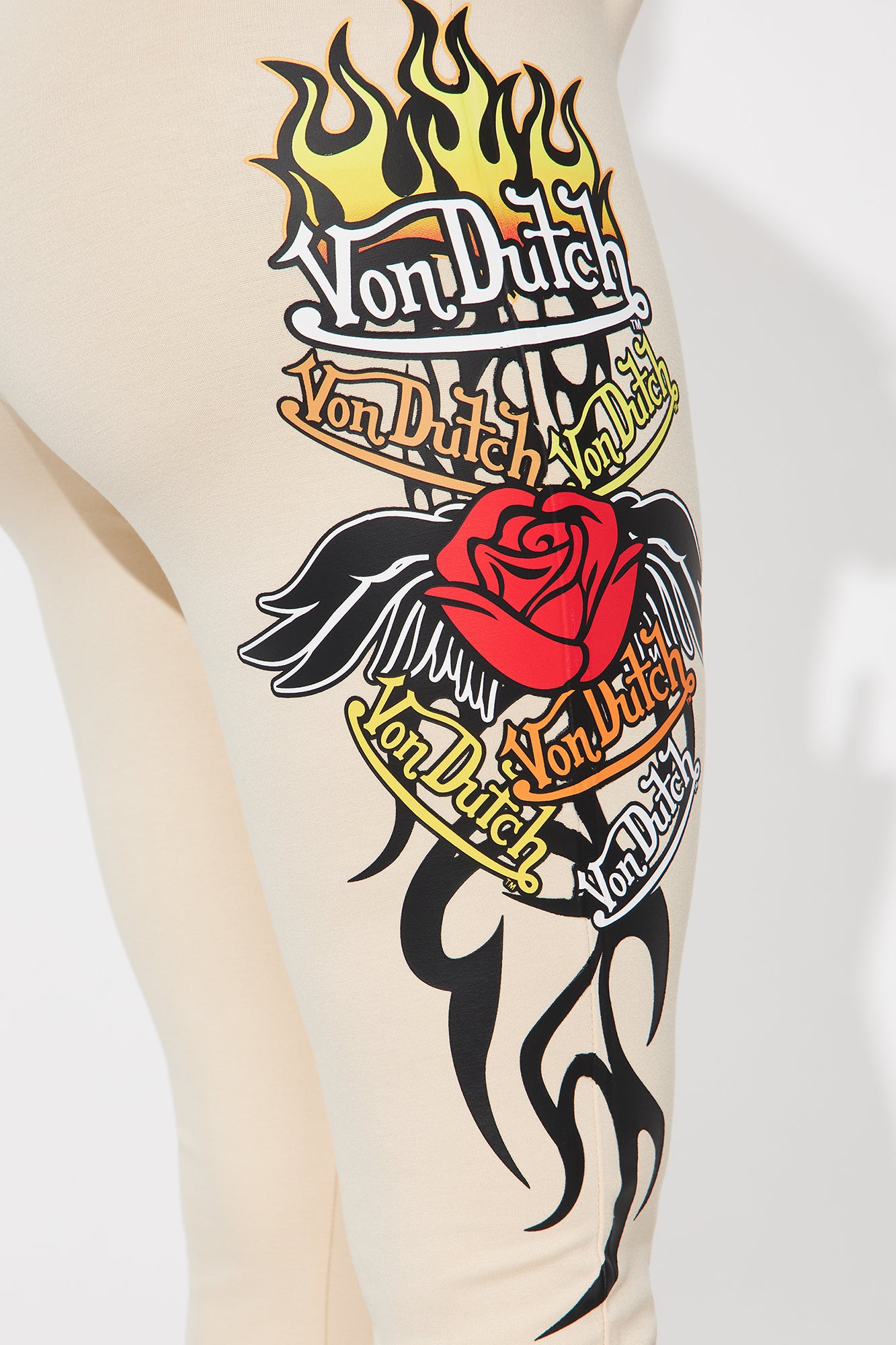 Von Dutch Fiery Heart Flared Pant - Off White - Image 3