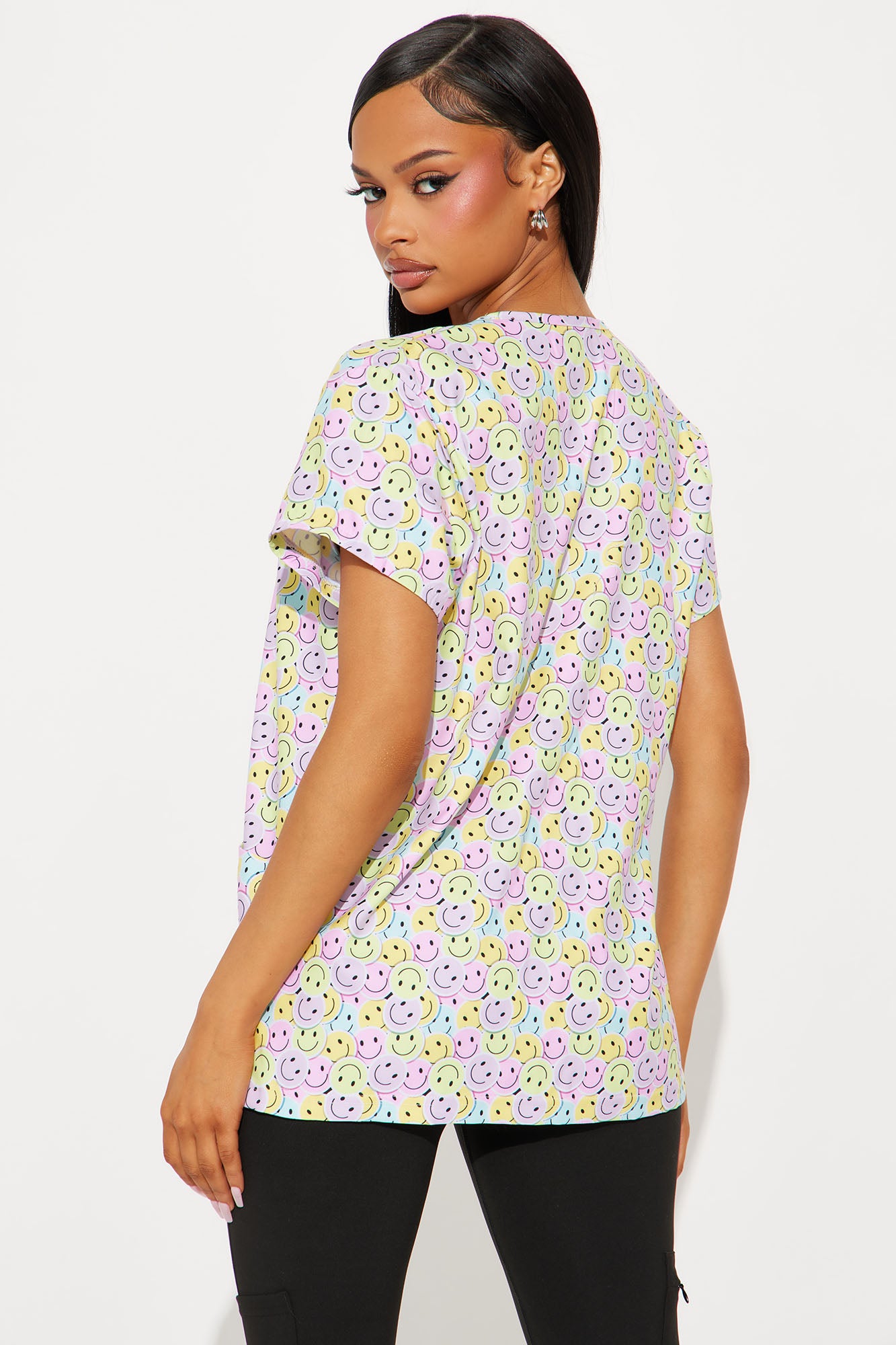 Make You Smile Stretch Uniform Scrub Top - Multi Color - Image 4