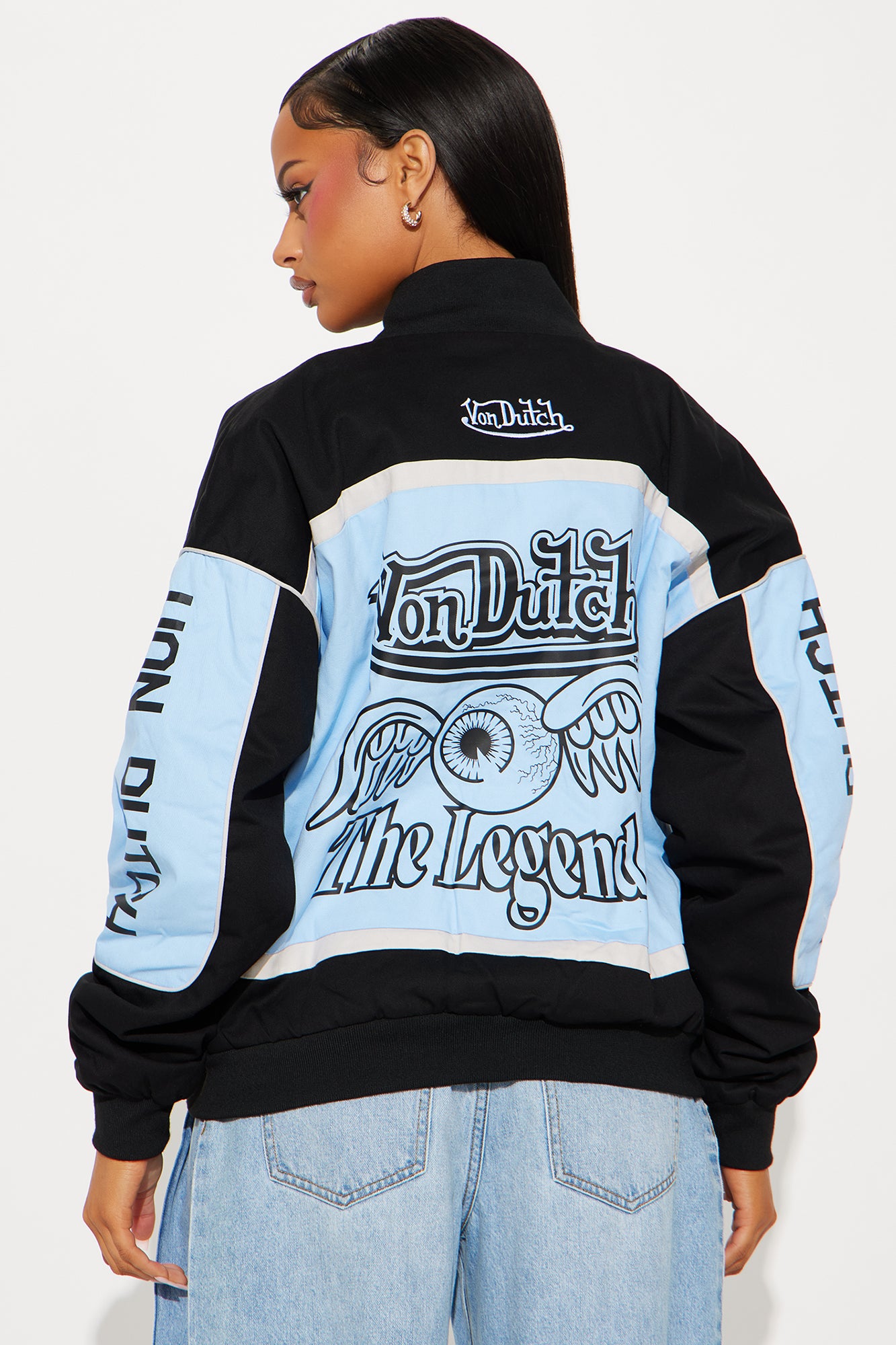Von Dutch The Legend Moto Jacket - Black/Blue - Image 3