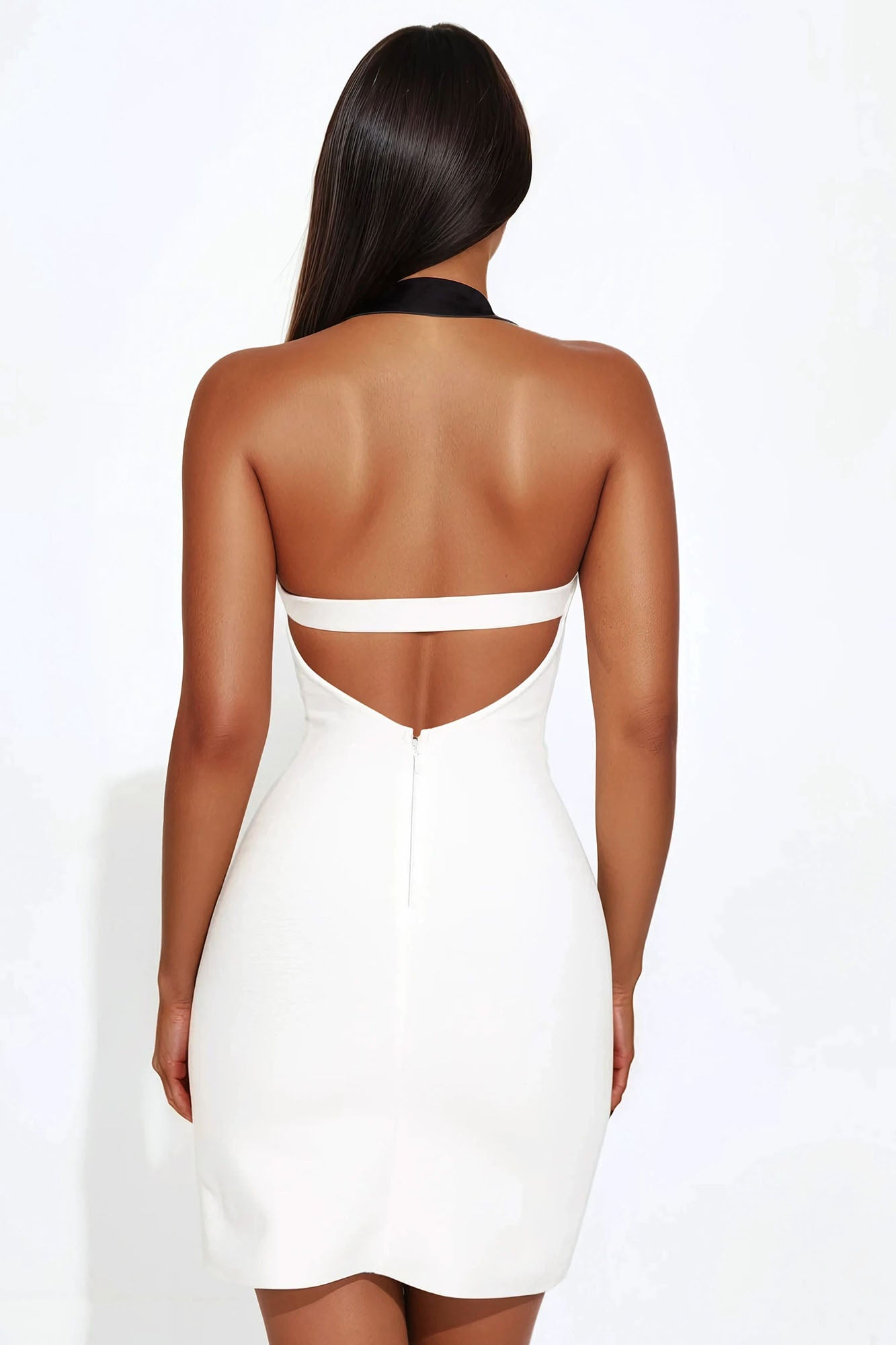 Stiletto Style Bandage Mini Dress - White/Black - Image 3