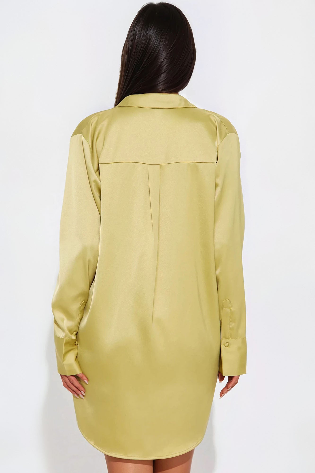 Adria Satin Mini Dress Set - Chartreuse - Image 3