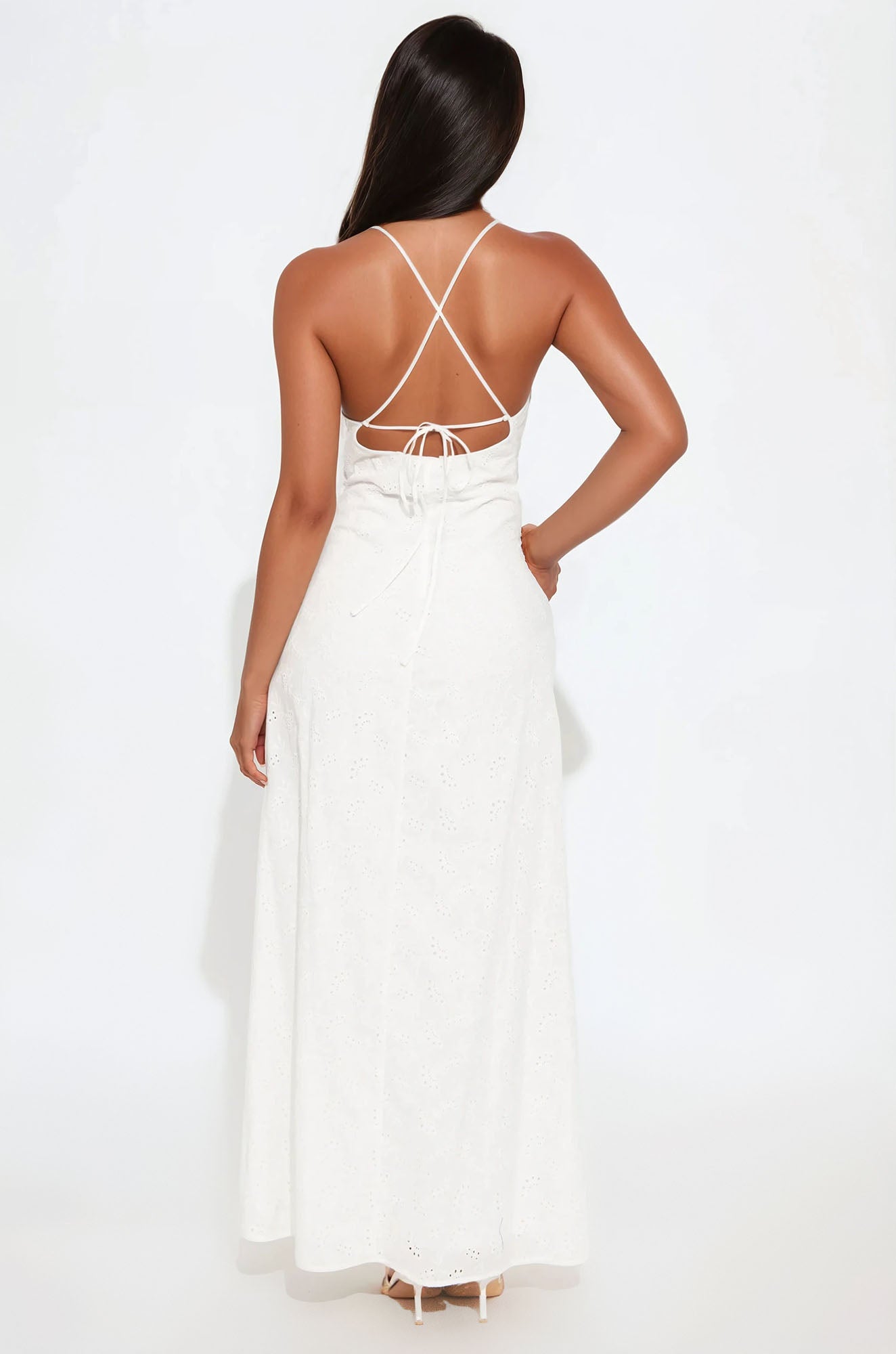 Kelly Eyelet Maxi Dress - White - Image 3