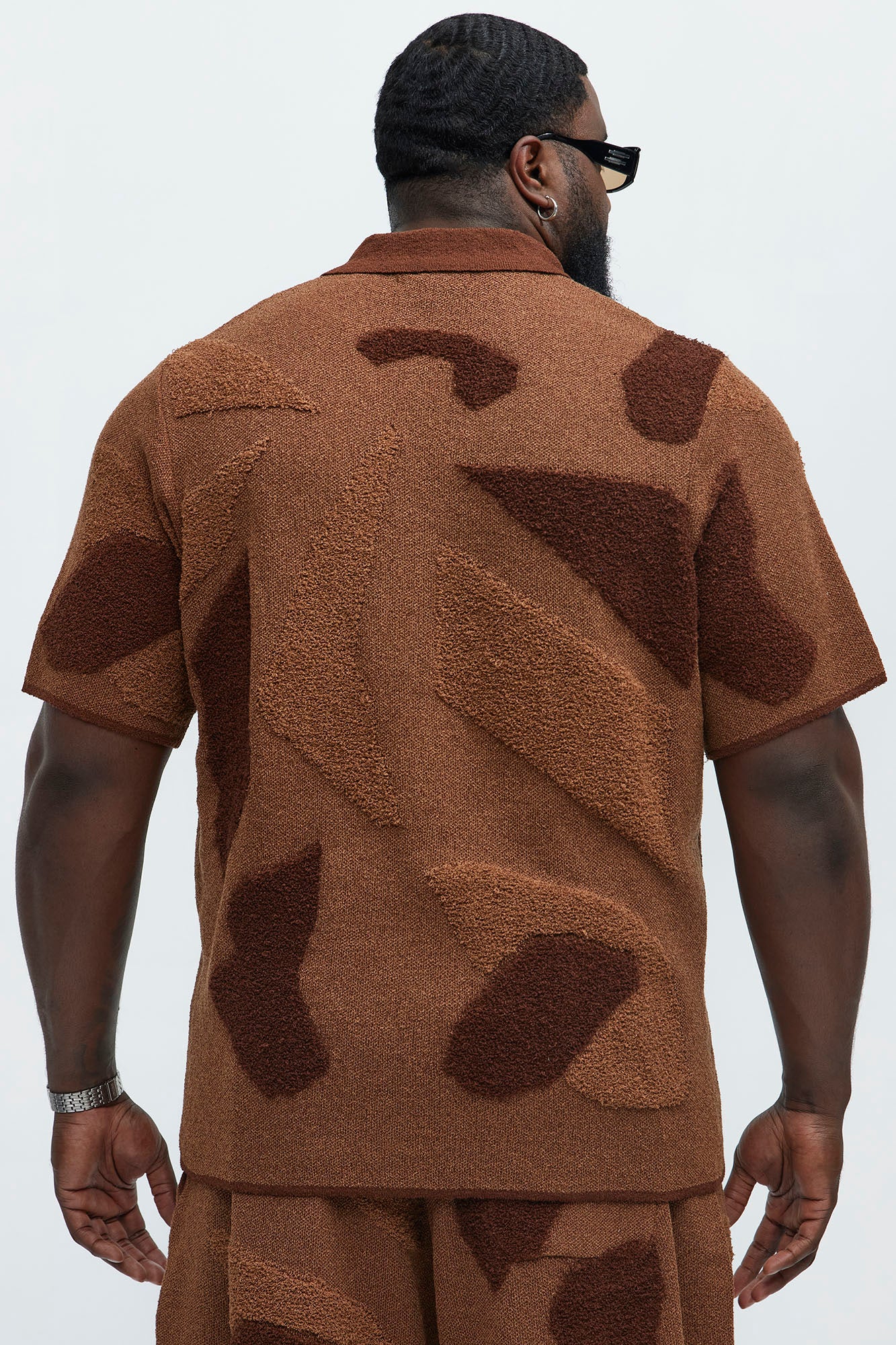 Auron Cuban Collar Knitted Shirt - Brown/combo - Image 8