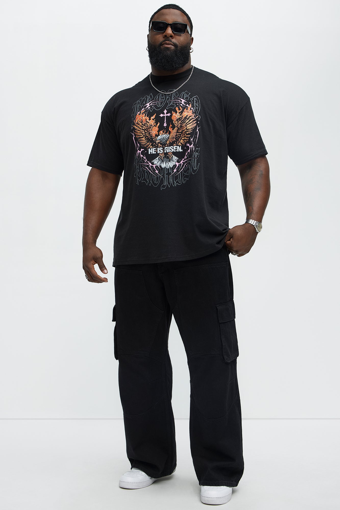 He Is Risen. Short Sleeve Tee - Black - Image 5