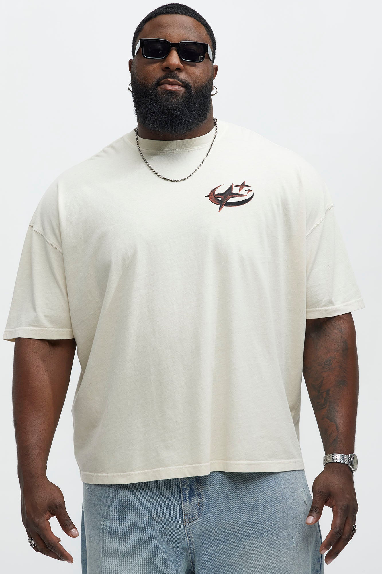 Risk It All Oversized Short Sleeve Tee - Cream - Image 6